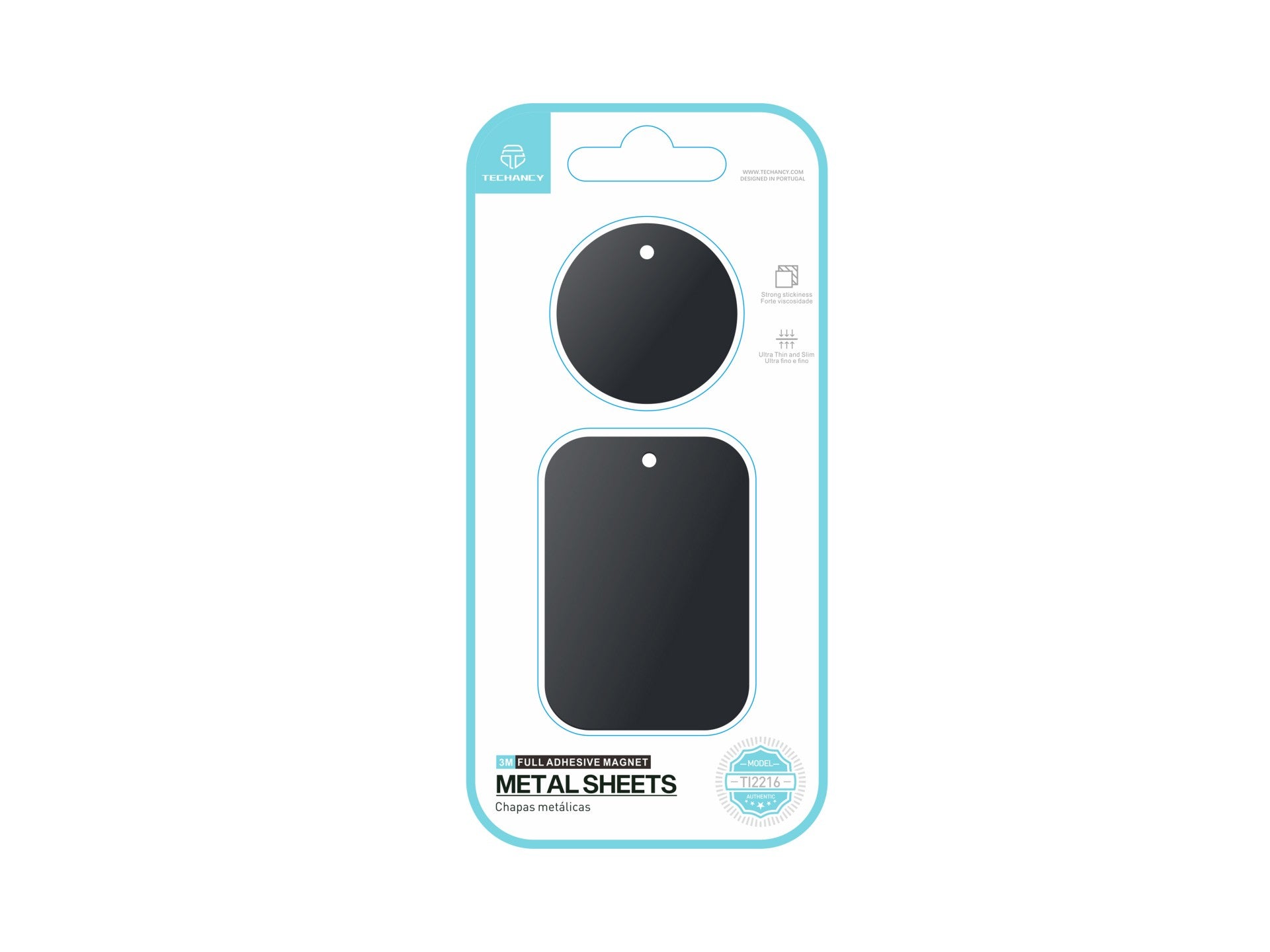 Techancy Metallic Adhesive for Mobile Phones Ti2216 Black for Magnetic Mobile Phone Holders and Cases with Adhesive