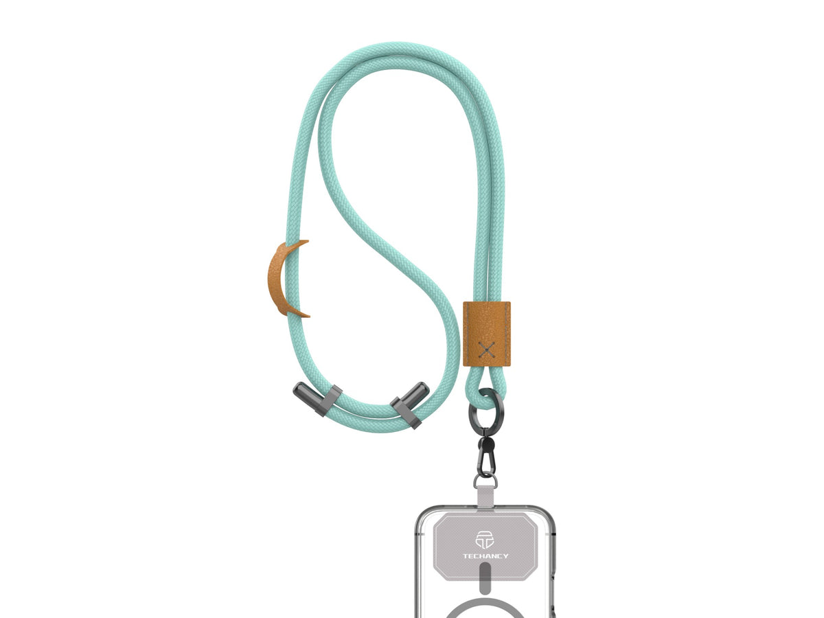 Cordao para Telemovel TECHANCY TW2780, Ajustavel 40-70 cm, Corda Entrancada 8 mm, Pescoco e Tiracolo, Cinza