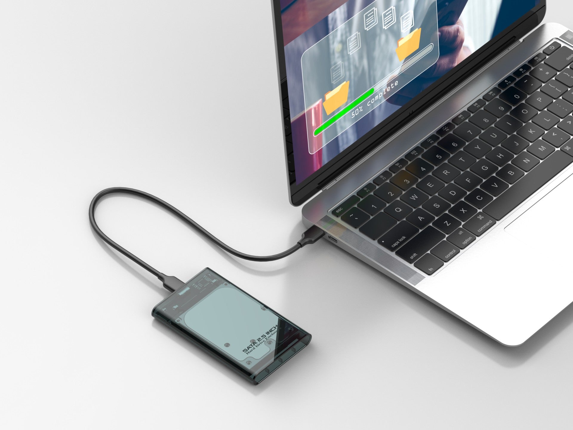Techancy Estojo Externo de 2,5" SATA para HDD/SSD Preto MF1300, com USB3.0 de Alta Velocidade, Portátil