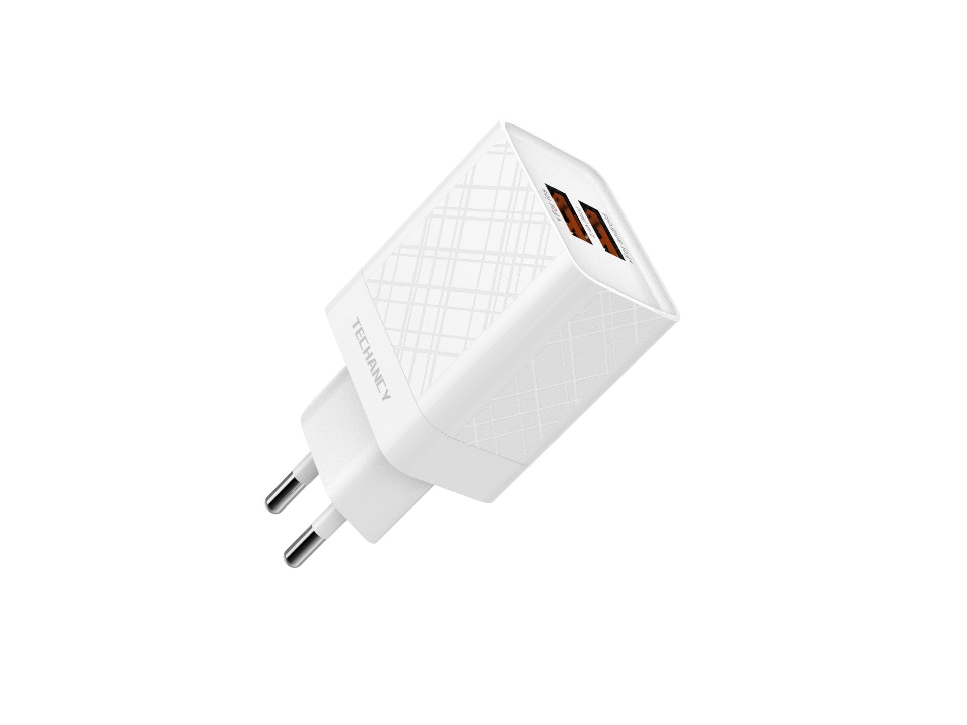 Techancy USB Charger 2.4A White TA2758, 2USB Output, Integrated Smart Chip, Multi-Device Simultaneous Charging