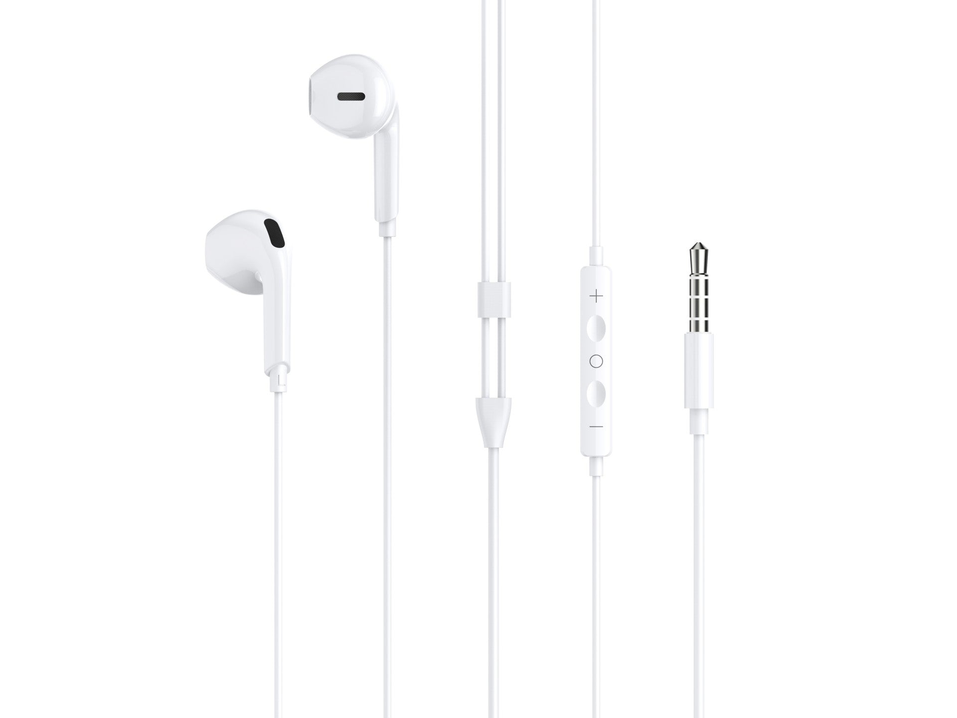 Techancy White In-Ear Headphones 1.2m TD8086 with Cable and Microphone, 3.5mm Music Headphones