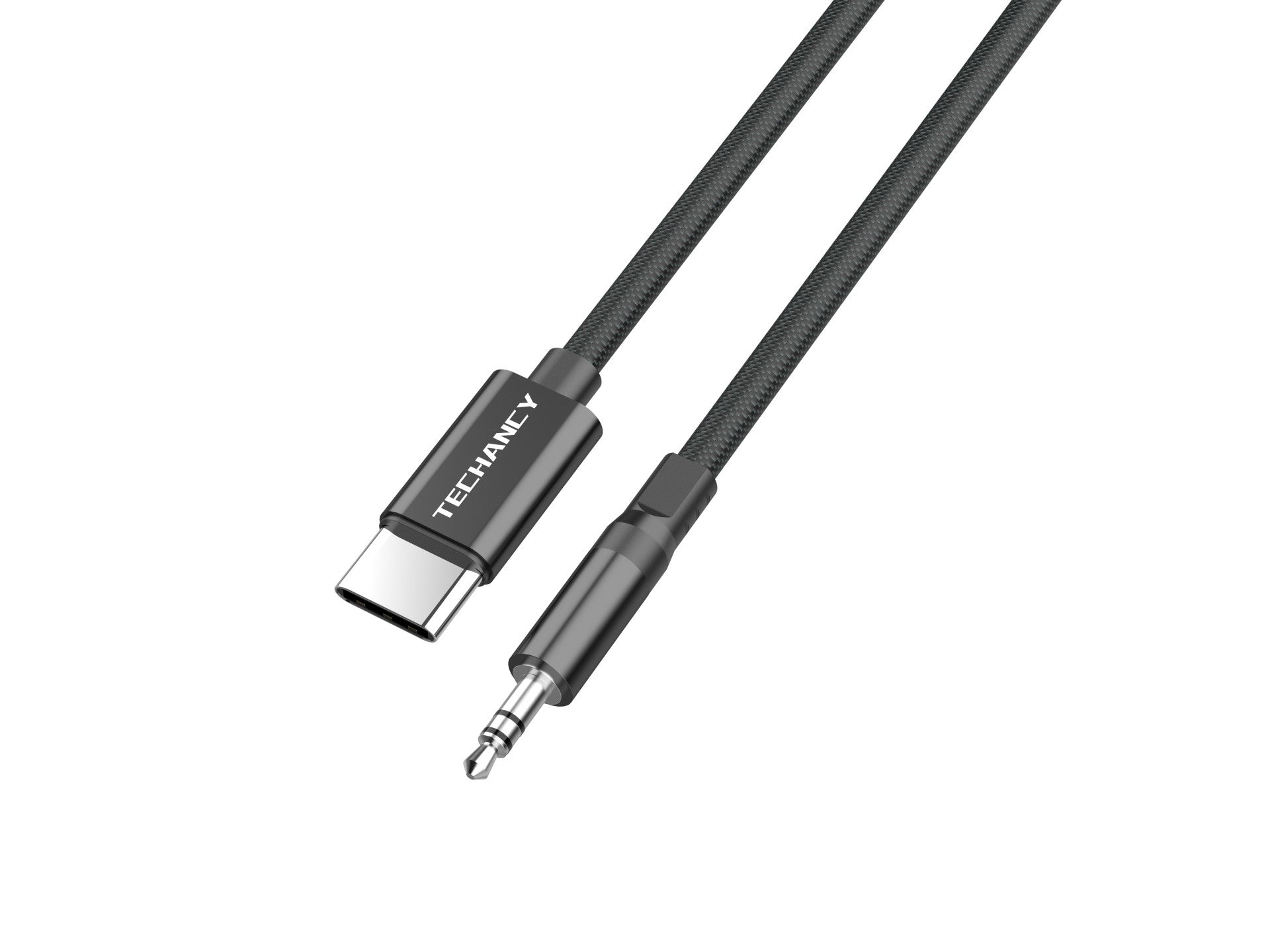Techancy Cabo Audio Digital KQ2605 Type-C para 3.5mm, 1M, Trancado, Compativel com Telemovel, Carro e Auscultadores, Preto