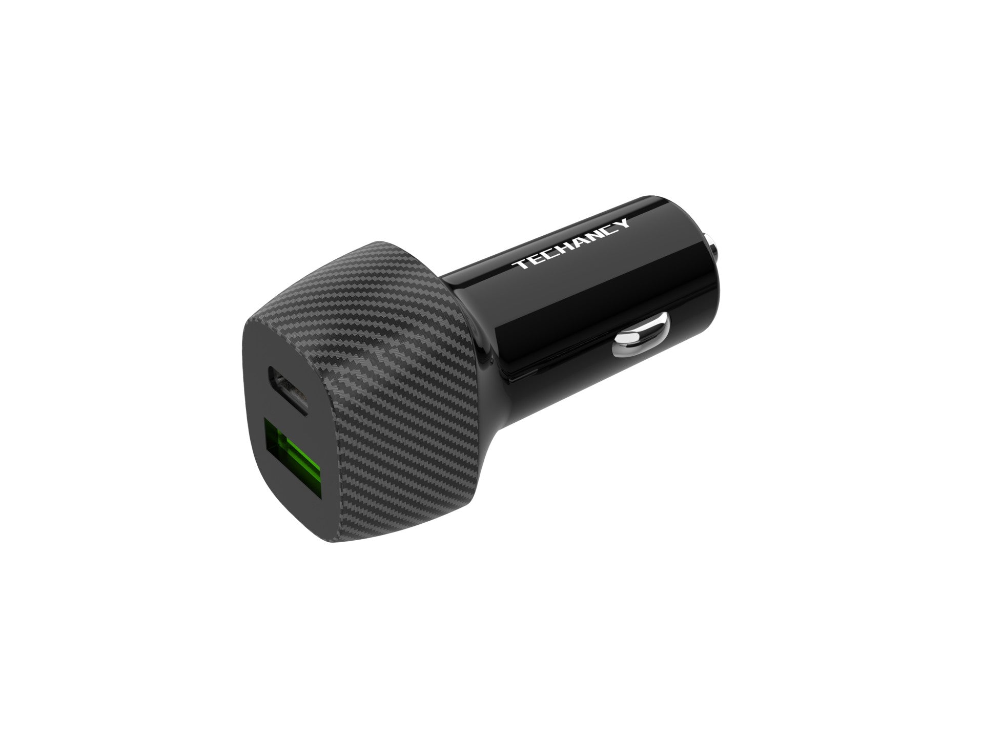 Techancy 48W Car Charger TC6432, Dual Port PD3.0 Fast Charging USB-A+USB-C, Black