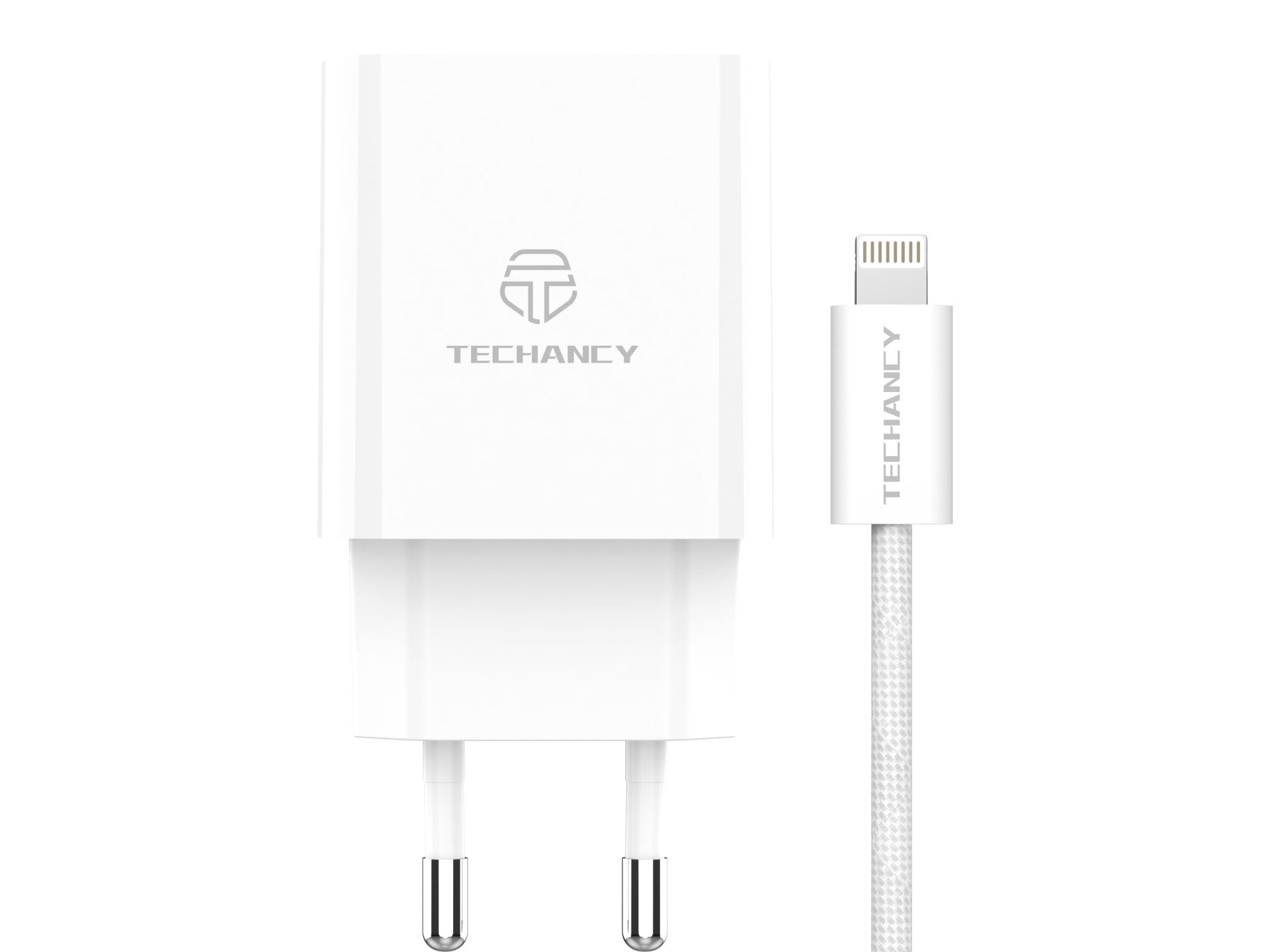 Techancy TA2822 USB-A+USB-C+USB-C Charger, 45W PD, with 1m USB-C to Lightning Cable, Compatible with iPhone 7/8/XS/11-14