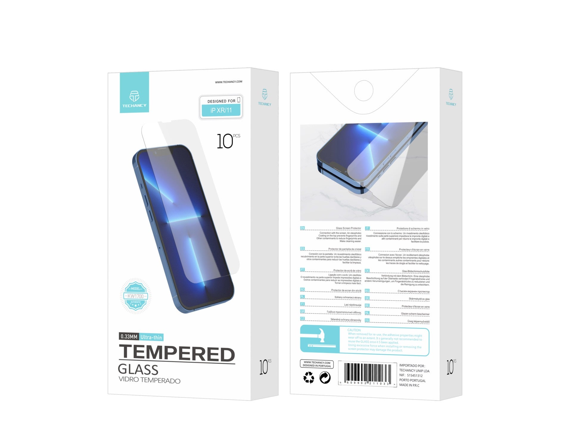 Techancy Película de Vidro Temperado para iPhone XR/11 KW1500 , 0.33MM, Anti-riscos, Alta Transparência, Fácil Aplicação
