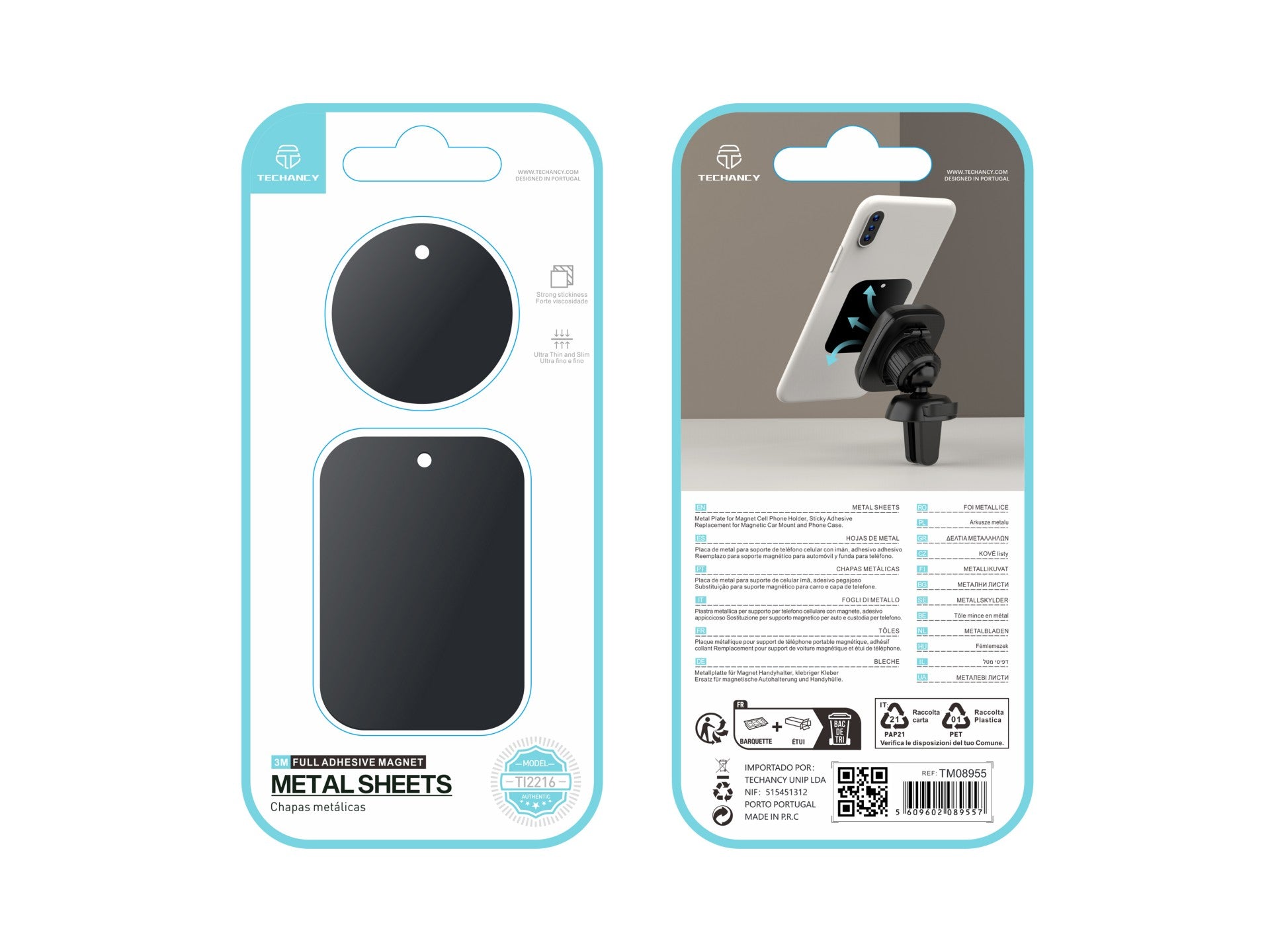 Techancy Metallic Adhesive for Mobile Phones Ti2216 Black for Magnetic Mobile Phone Holders and Cases with Adhesive