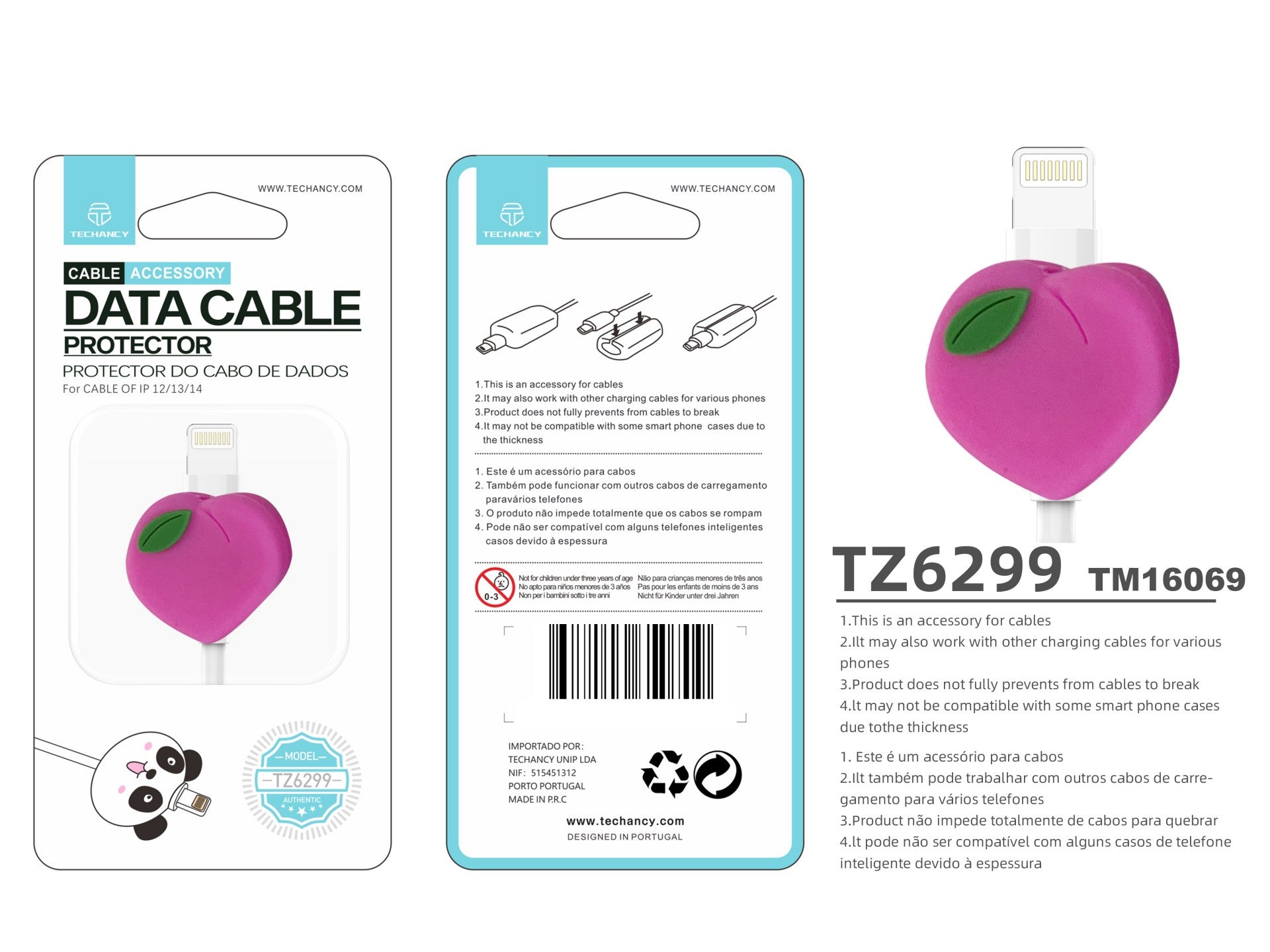 Protector de cable de datos Techancy TZ6299. Protege el cable de datos, resistente a roturas, de silicona, con un bonito diseño.