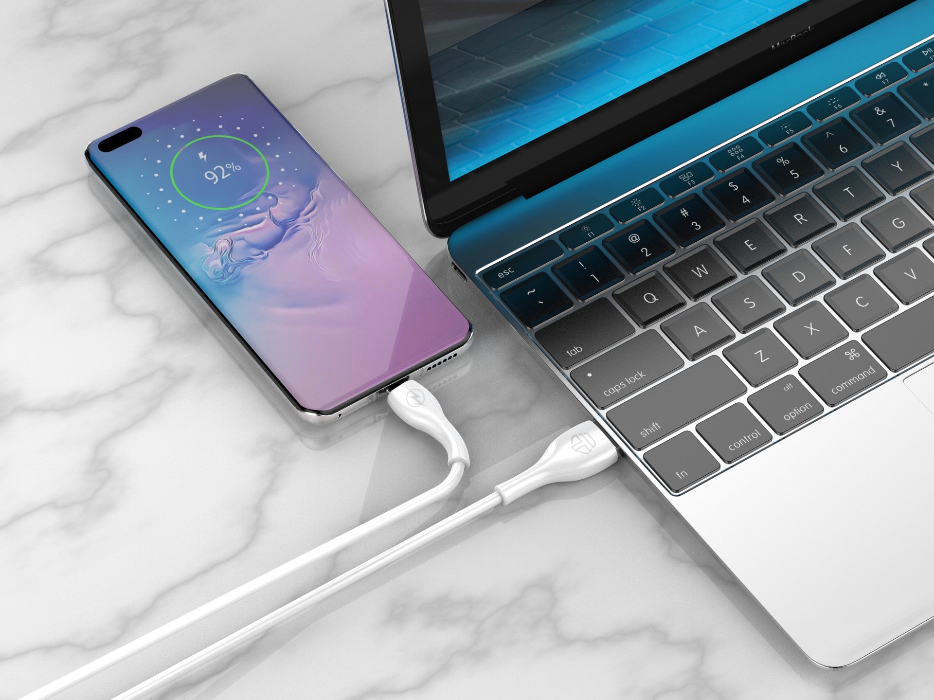 Techancy Cabo De Dados 1m Branco TB1673, Porta Usb Lightning 3a De Carregamento Rápido, Adequado Para Muitos Dispositivos