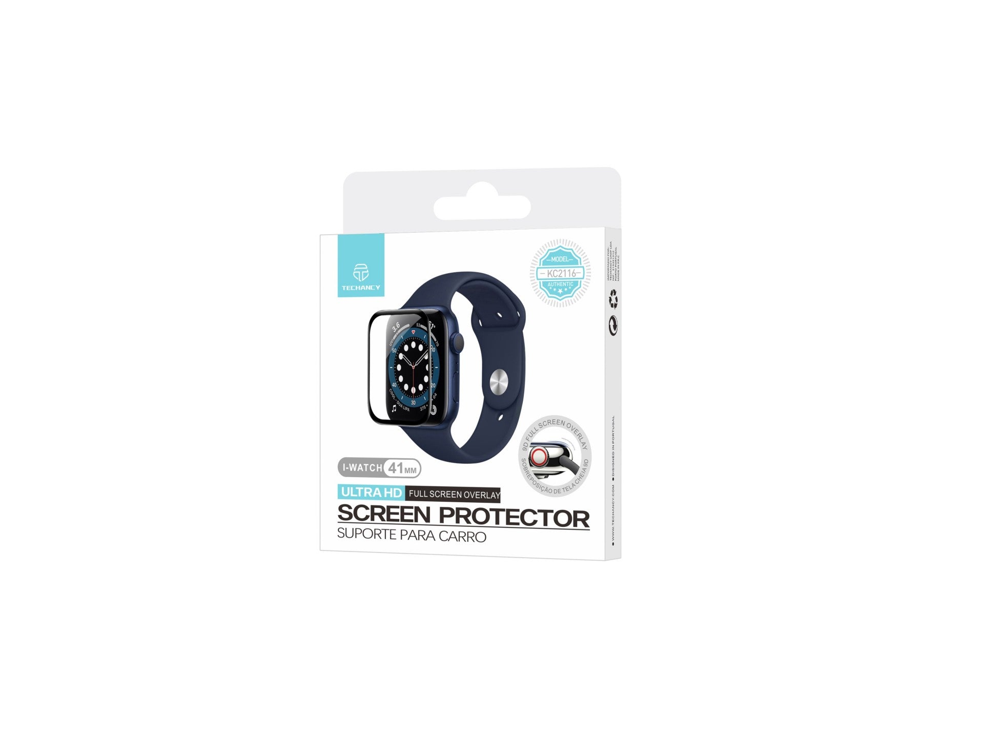 Techancy Protetor De Ecrã Para Relógios Inteligentes KC2116, Compatível Com Iwatch-41mm, Anti-Riscos, Hd Ultra-Fino.