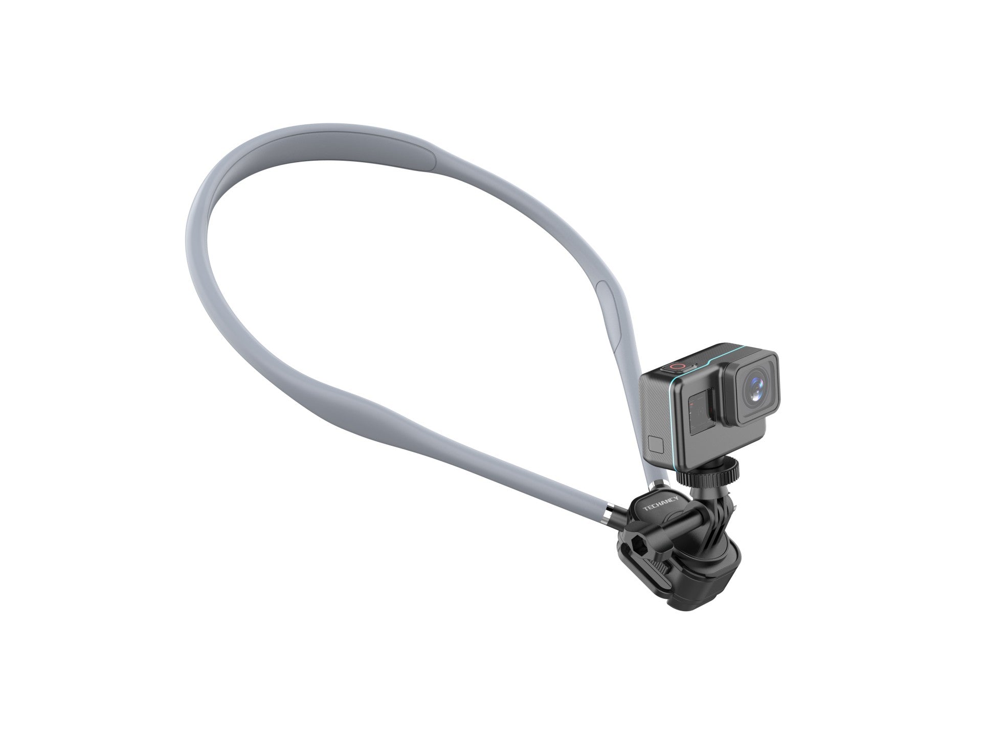 Soporte magnético para el cuello Techancy TI2347 para teléfono móvil y cámara, brazo flexible de 70 cm, manos libres, gris.
