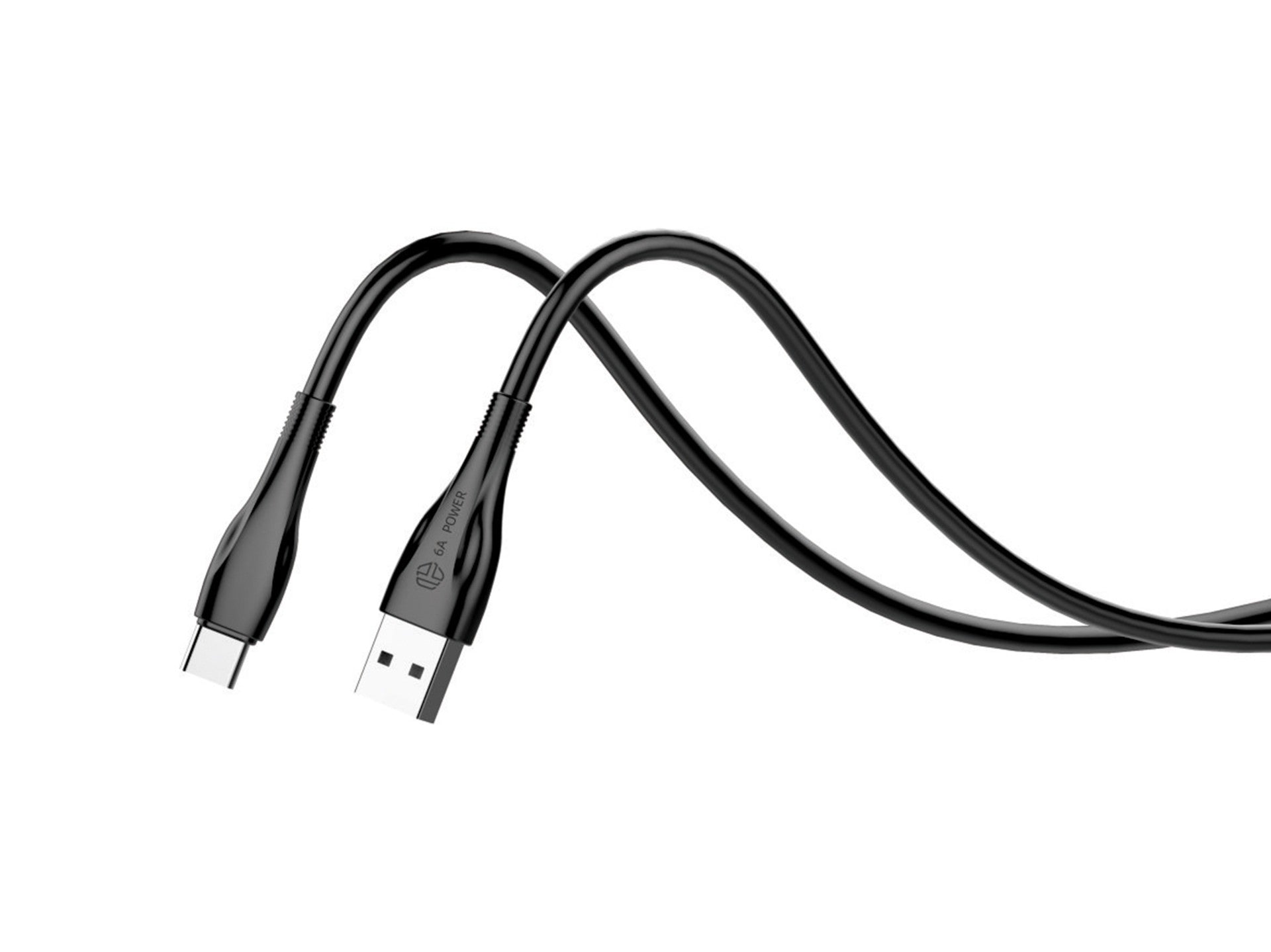 Techancy Super Fast Charging Data Cable 6A Black TB1730, USB Type-C Port, 1M Long, Fast Charging