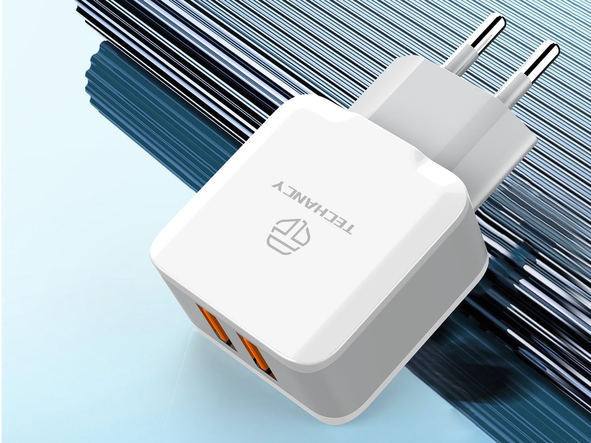 Techancy Carregador De Parede Com Duas Portas Usb 2.4A Branco TA2754 Para Carregamento Rápido De Smartphones E Tablets