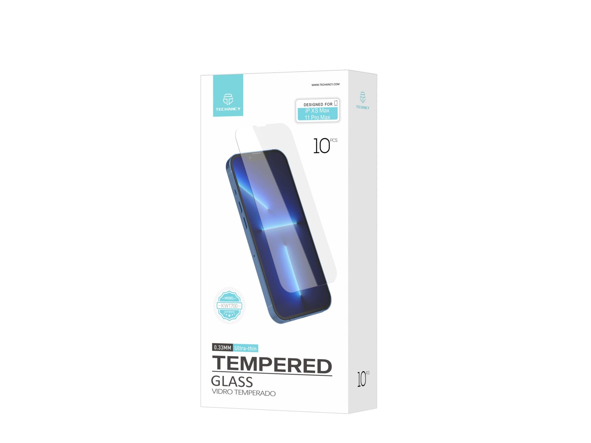 Techancy Película de Vidro Temperado para iPhone Xs Max/11 Pro Max KW1700 , 0.33MM, Anti-riscos, Alta Transparência, Fácil Aplicação