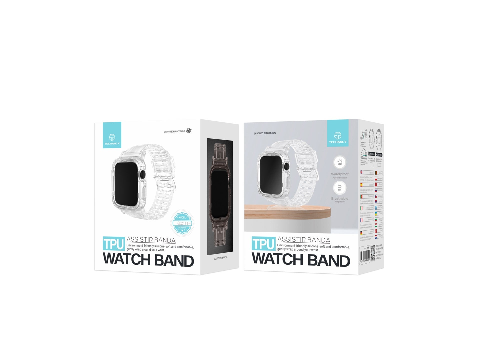 Correa de reloj de silicona Techancy KC2111, compatible con Apple Watch 42-44 mm, color marrón café.