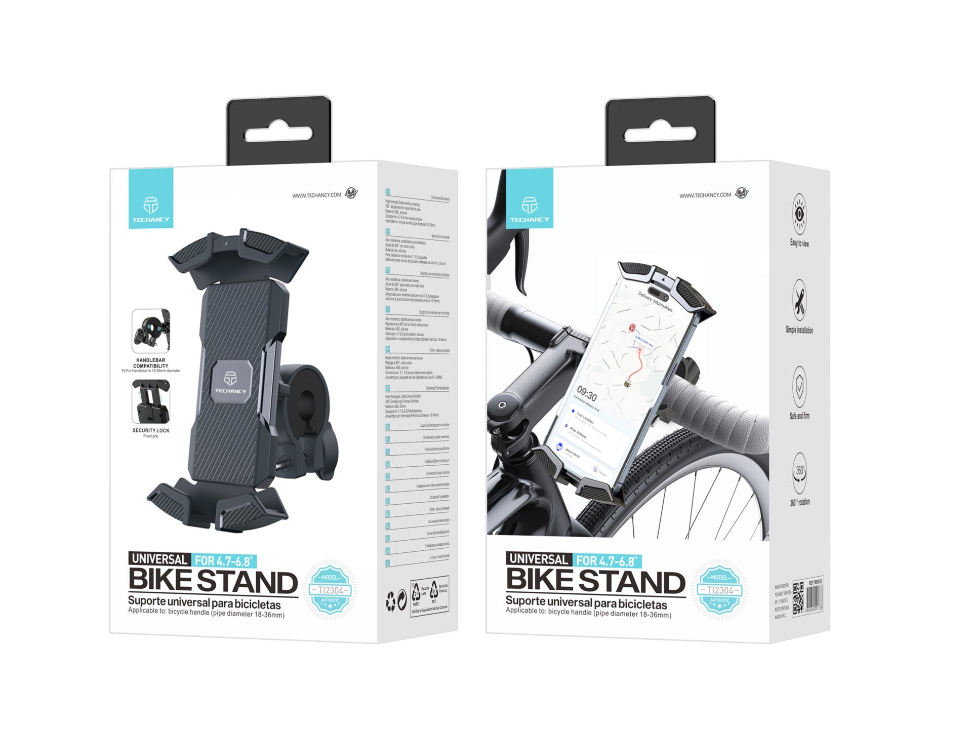 Suporte Para Telemóvel De Bicicleta Ti2304, 4,7-6,8 Polegadas, Montado No Guiador, Estável E Não Treme