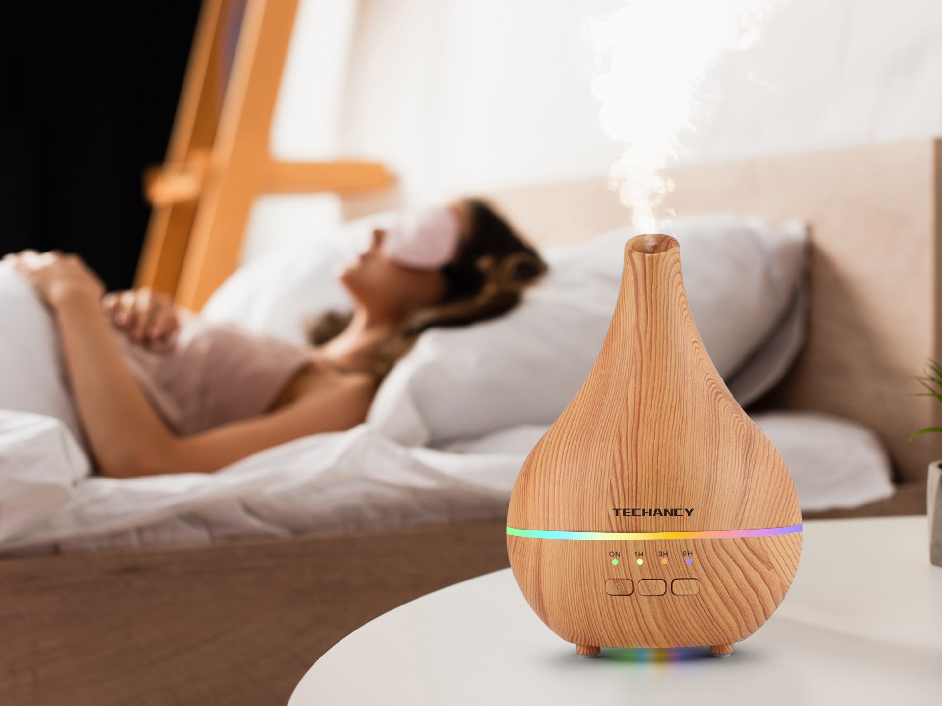 Difusor de aromaterapia Techancy, LD3914, con función humidificador, acabado en madera