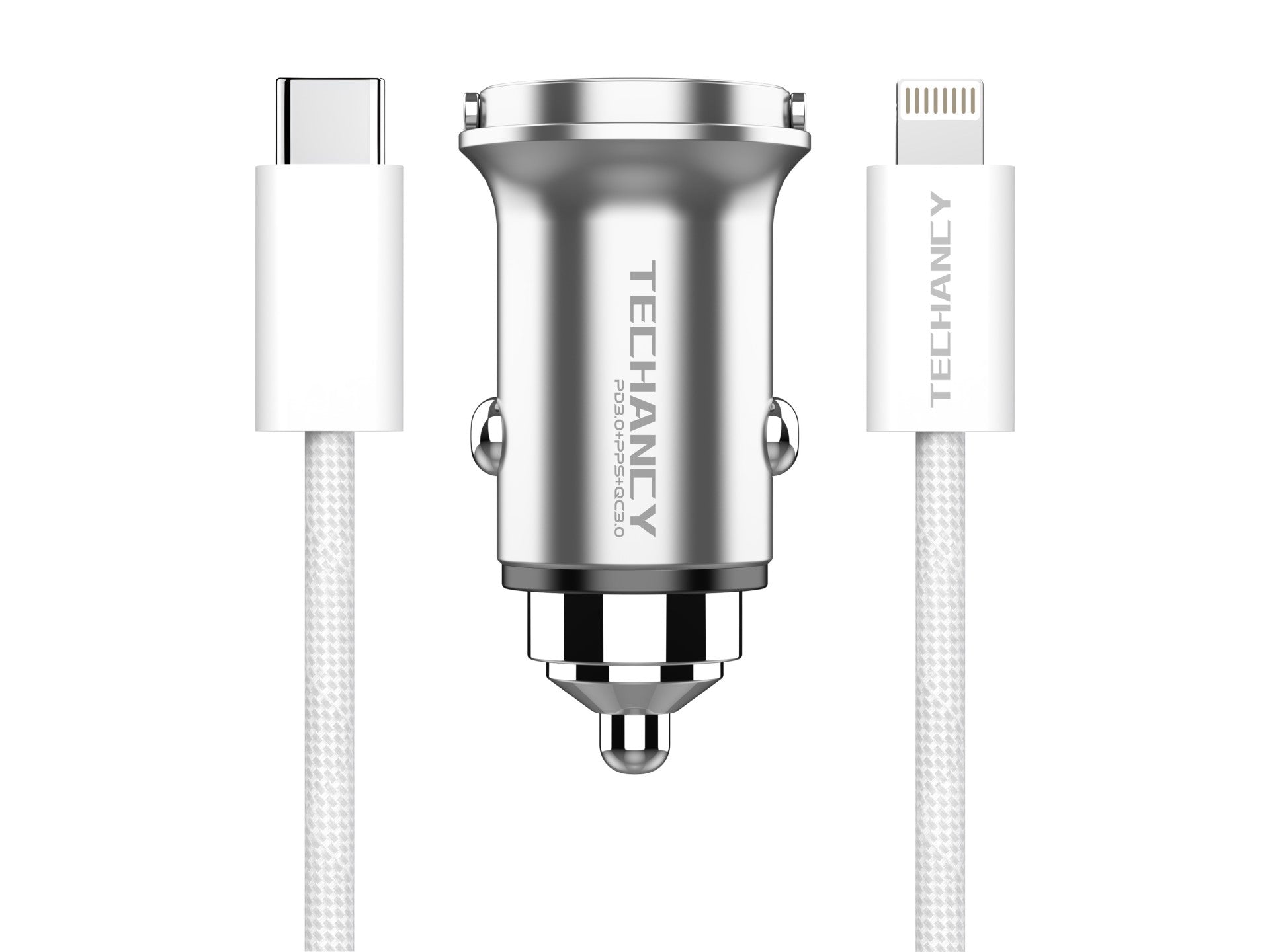 Cargador mini Techancy TC6426, 33 W, USB-A+USB-C, con cable USB-C a Lightning de 1 m, aleación de aluminio, compatible con iPhone