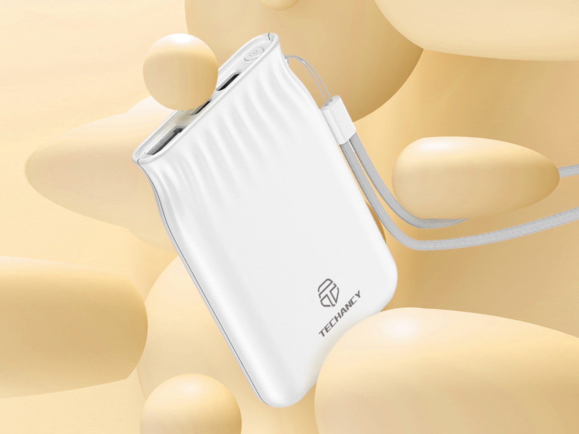 Banco de energía Techancy de 6500 mAh, blanco TF2772, compatible con carga de teléfono móvil/tableta de 2 A, fuente de alimentación portátil