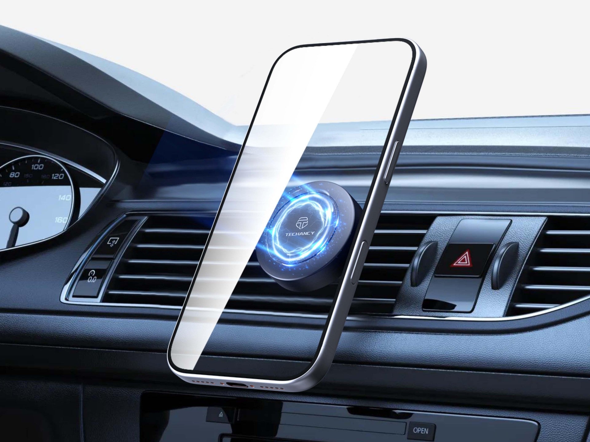 Techancy Suporte Magnetico para Telemovel TI2345 Suporte de Ventilacao para Carro Rotacao 360 Graus Compativel com iPhone e Android Preto