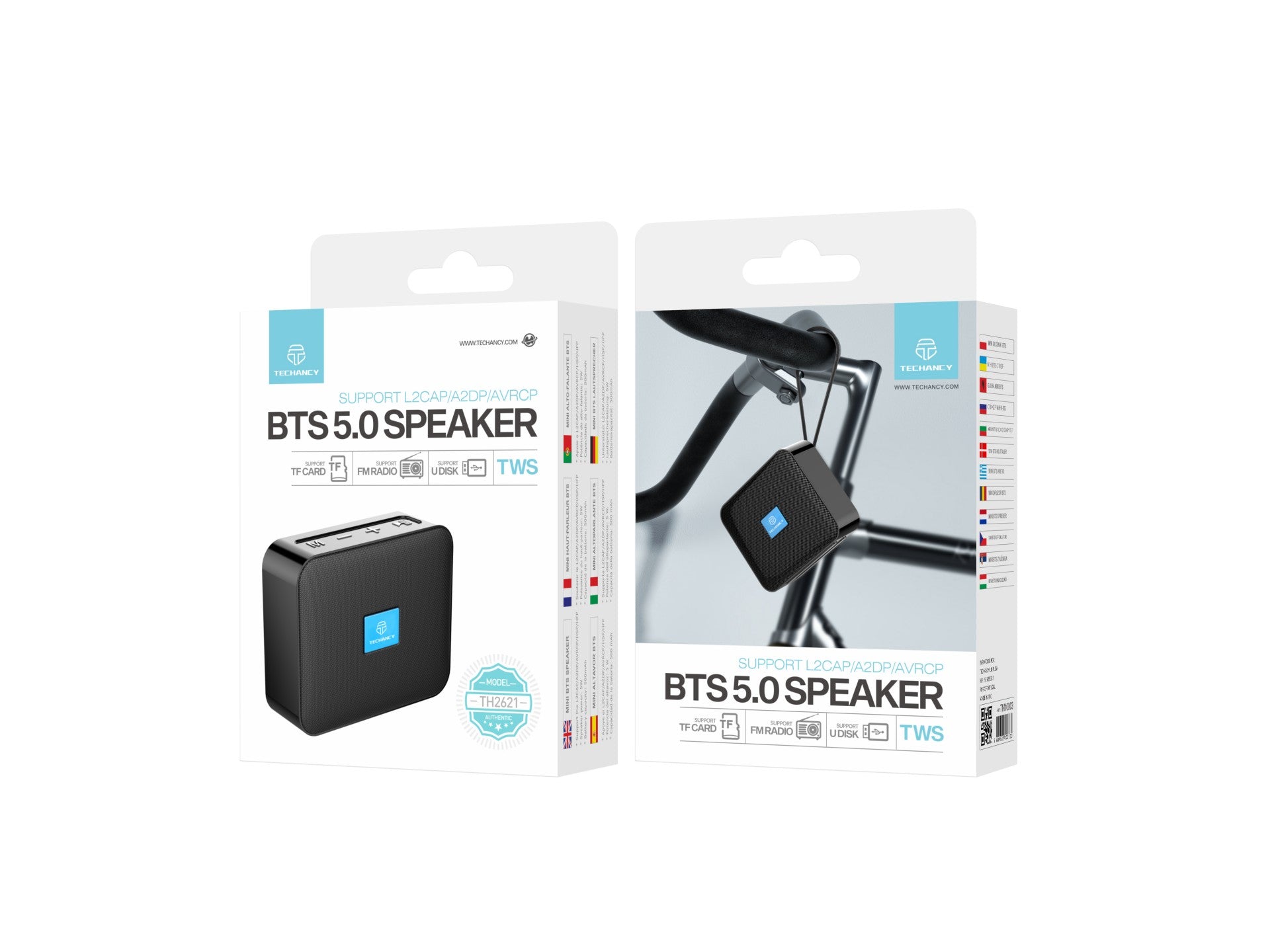 Techancy Mini Bluetooth Audio Black TH2621 with Built-in Battery Supports Wireless 5.0/TF/U Disk/Aux Connection