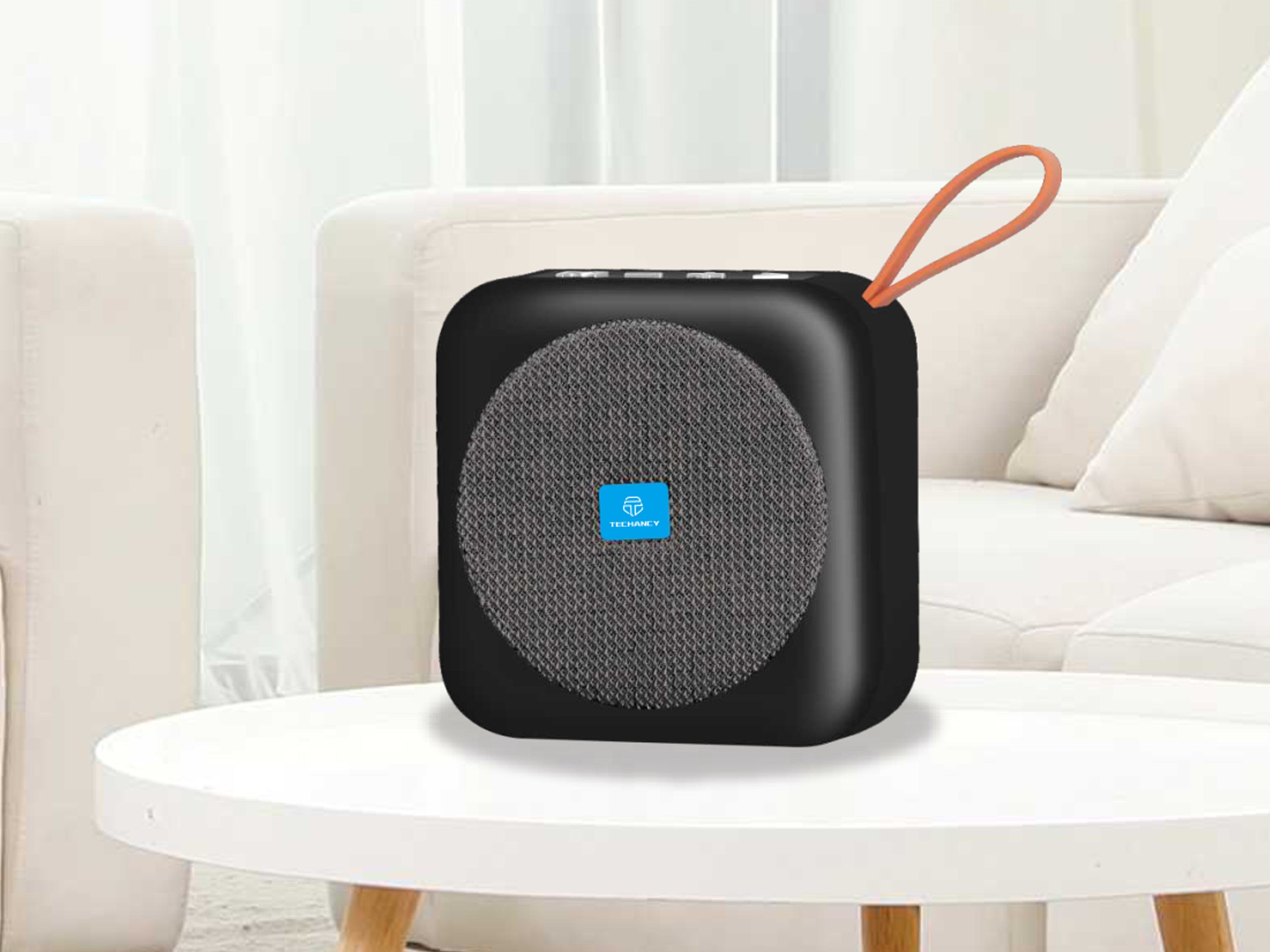 Techancy TH2622 Black Bluetooth Speaker, Portable and Compact Size, Supports TF/FM/USB/TWS, Powerful Sound.