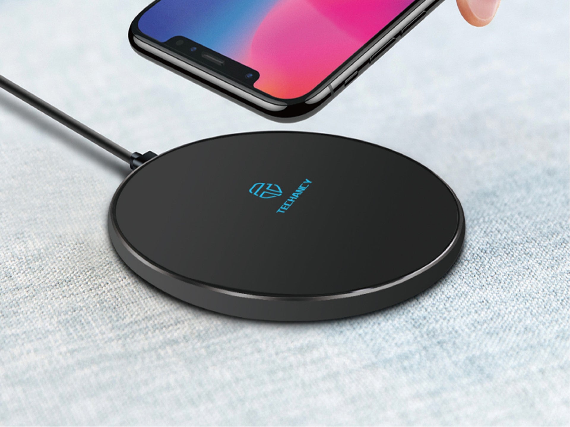 Techancy 10W Wireless Charger for Mobile Phones, TF2770, Compatible with Android and Apple Phones, Black
