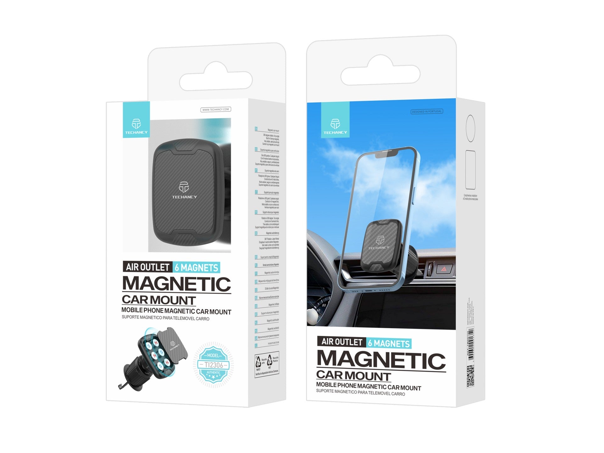 Techancy Magnetic Car Phone Holder Ti2306, 360 Degree Rotation Holder, Car Air Outlet