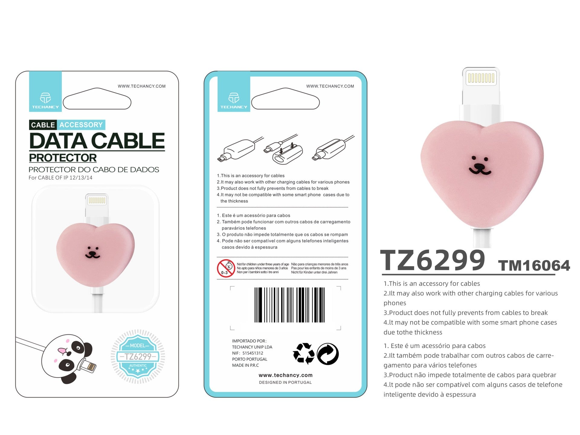 Protector de cable de datos Techancy TZ6299. Protege el cable de datos, resistente a roturas, de silicona, con un bonito diseño.