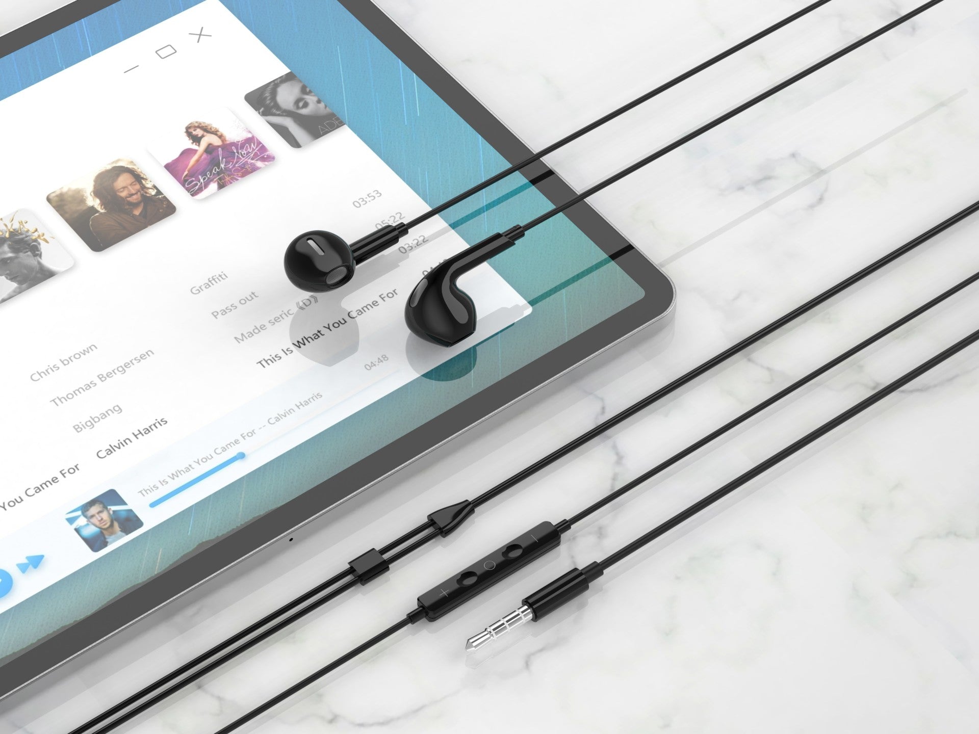 Techancy Auscultadores Intra-Auriculares Pretos 1.2m TD8086 Com Cabo E Microfone, Auscultadores Para Música De 3,5 Mm