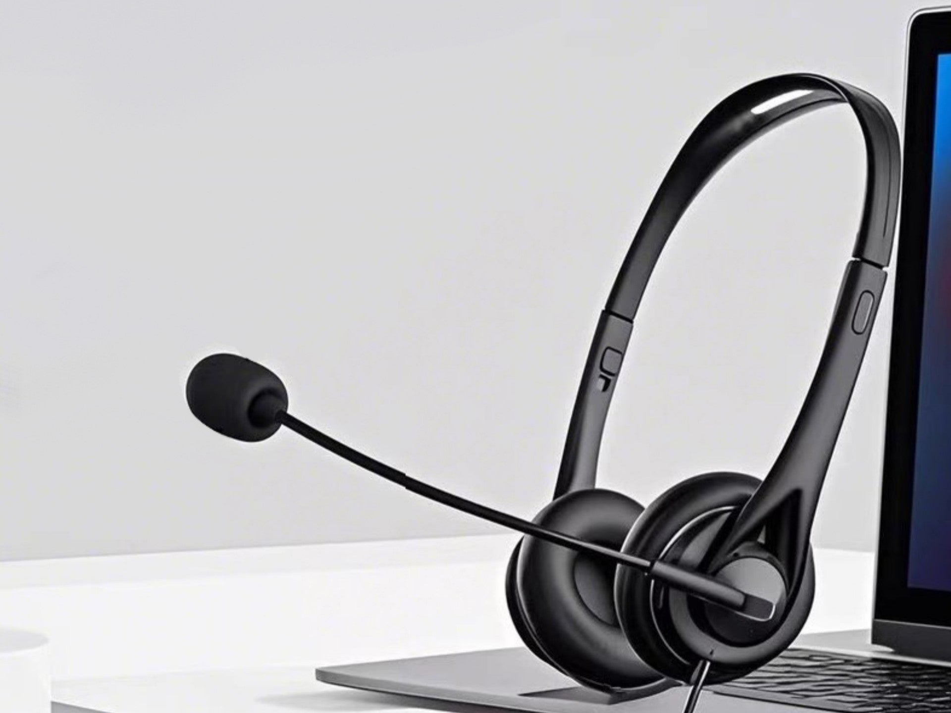 Techancy TH5233 Wired 3.5mm Binaural Headset with Noise-Cancelling Microphone for Call Centers, Offices, Meetings, and Gaming. Compatible with PC, Mobile Phones, and Consoles.