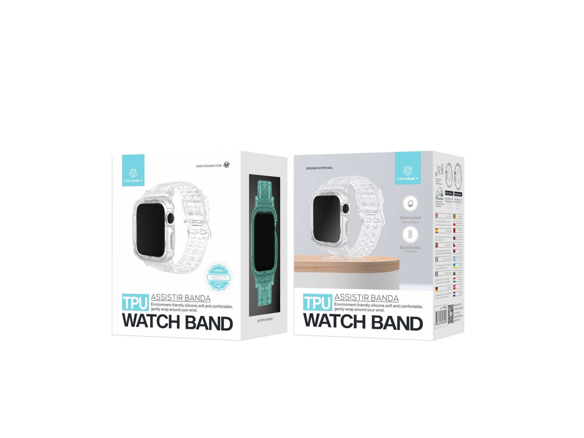 Correa de reloj de silicona Techancy KC2111, compatible con Apple Watch 42-44 mm, color verde.