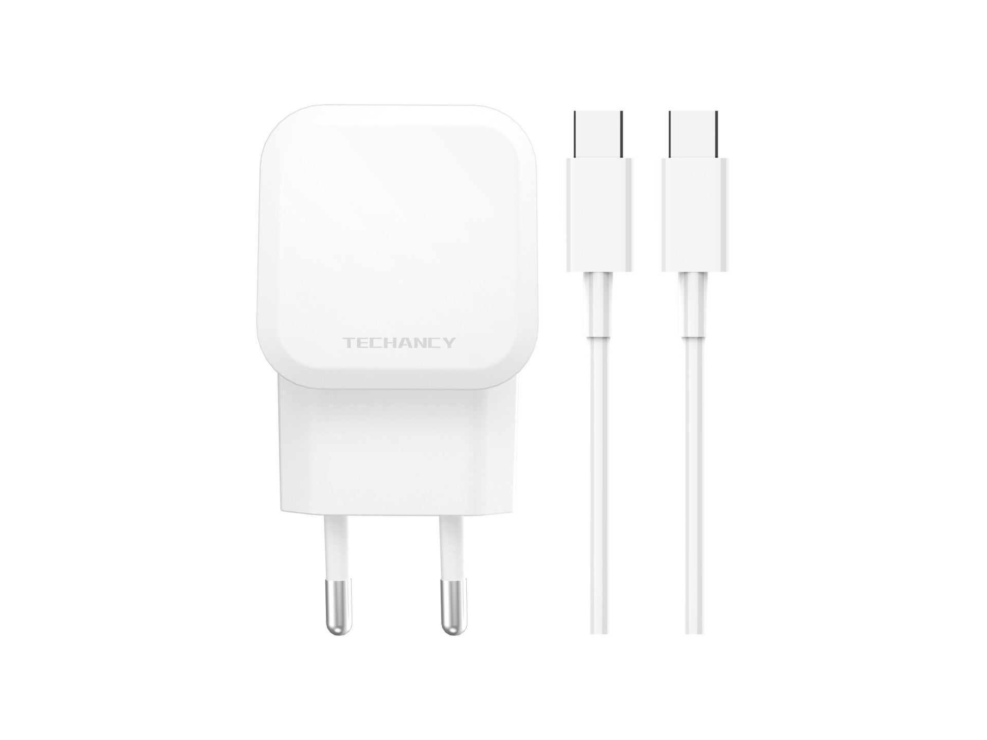 Techancy Carregador Pd De 25w Usb C Branco TA2812, Cabo De Carregamento Rápido Usb C Para Usb C 3a Kit.