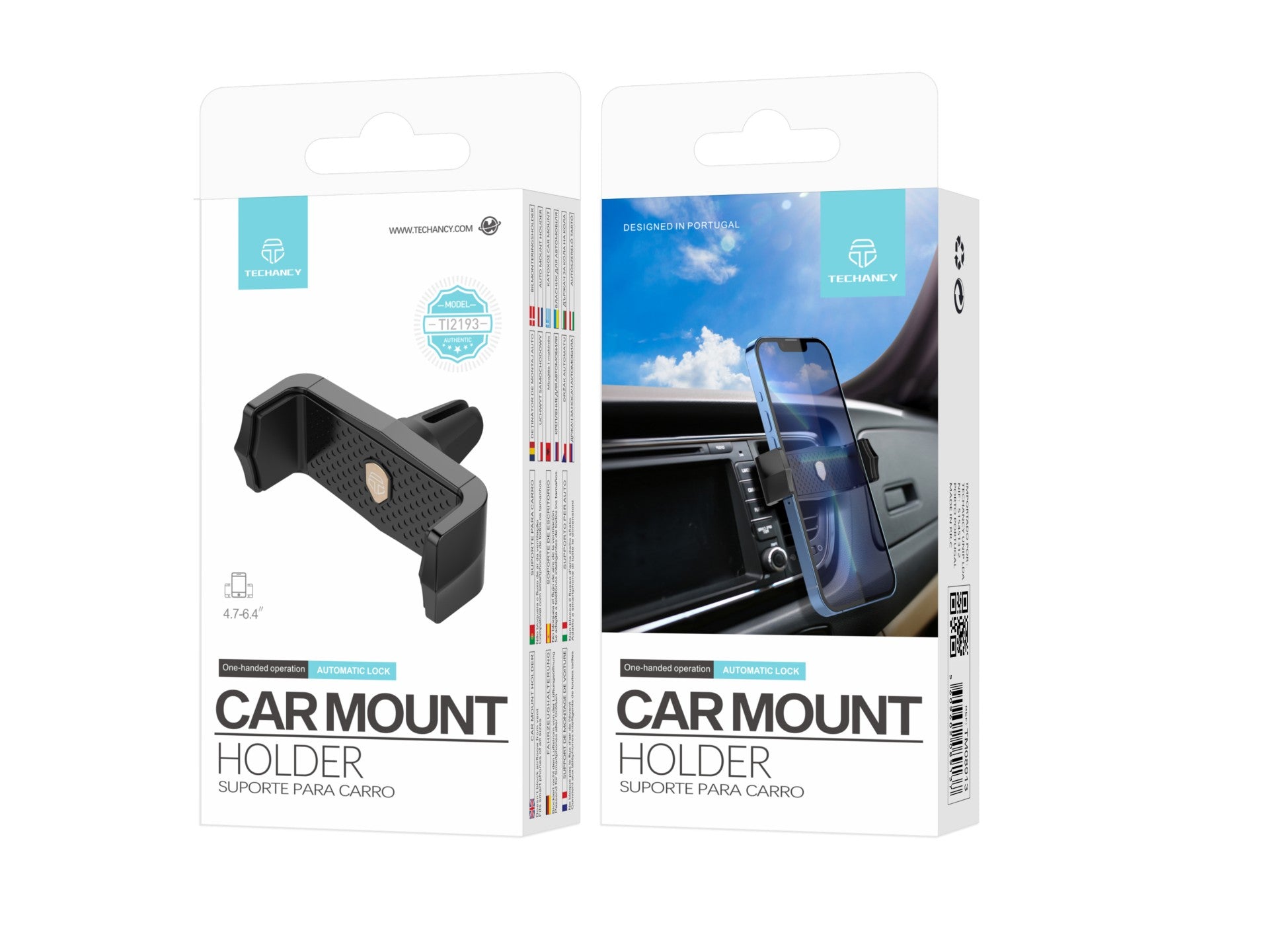 Soporte para teléfono de coche Techancy Ti2193, compatible con todos los tamaños, fácil de montar, no bloquea la ventilación