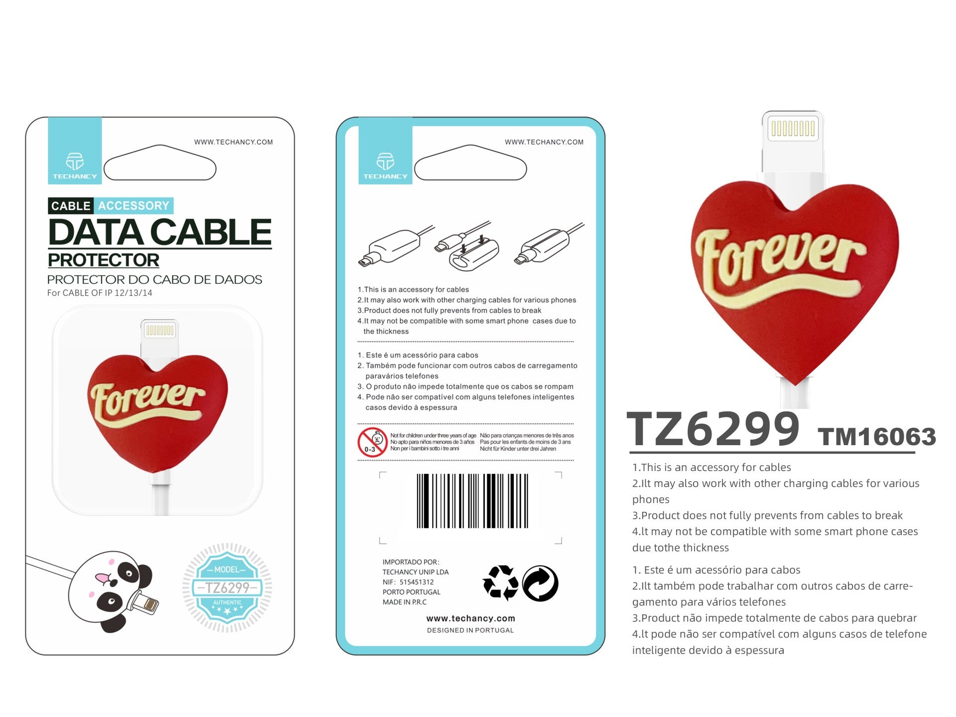 Protector de cable de datos Techancy TZ6299. Protege el cable de datos, resistente a roturas, de silicona, con un bonito diseño.