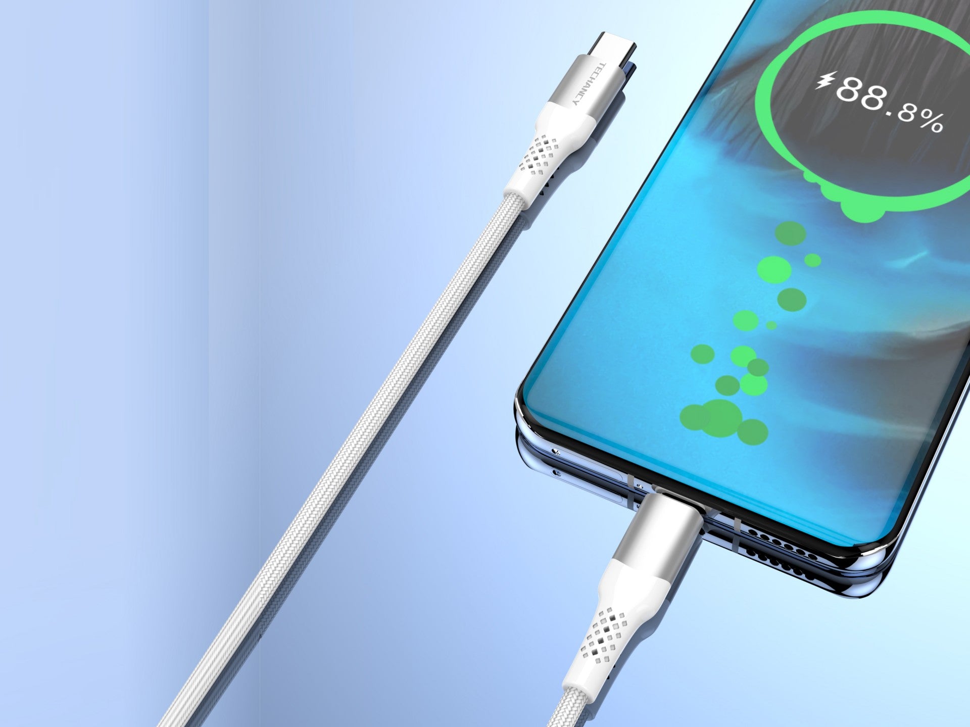 Techancy Cabo De Dados Pd De Alta Velocidade TB1719, Carregamento De Tipo C Para Tipo C 60wpd, Cabo Entrançado De 1,2m