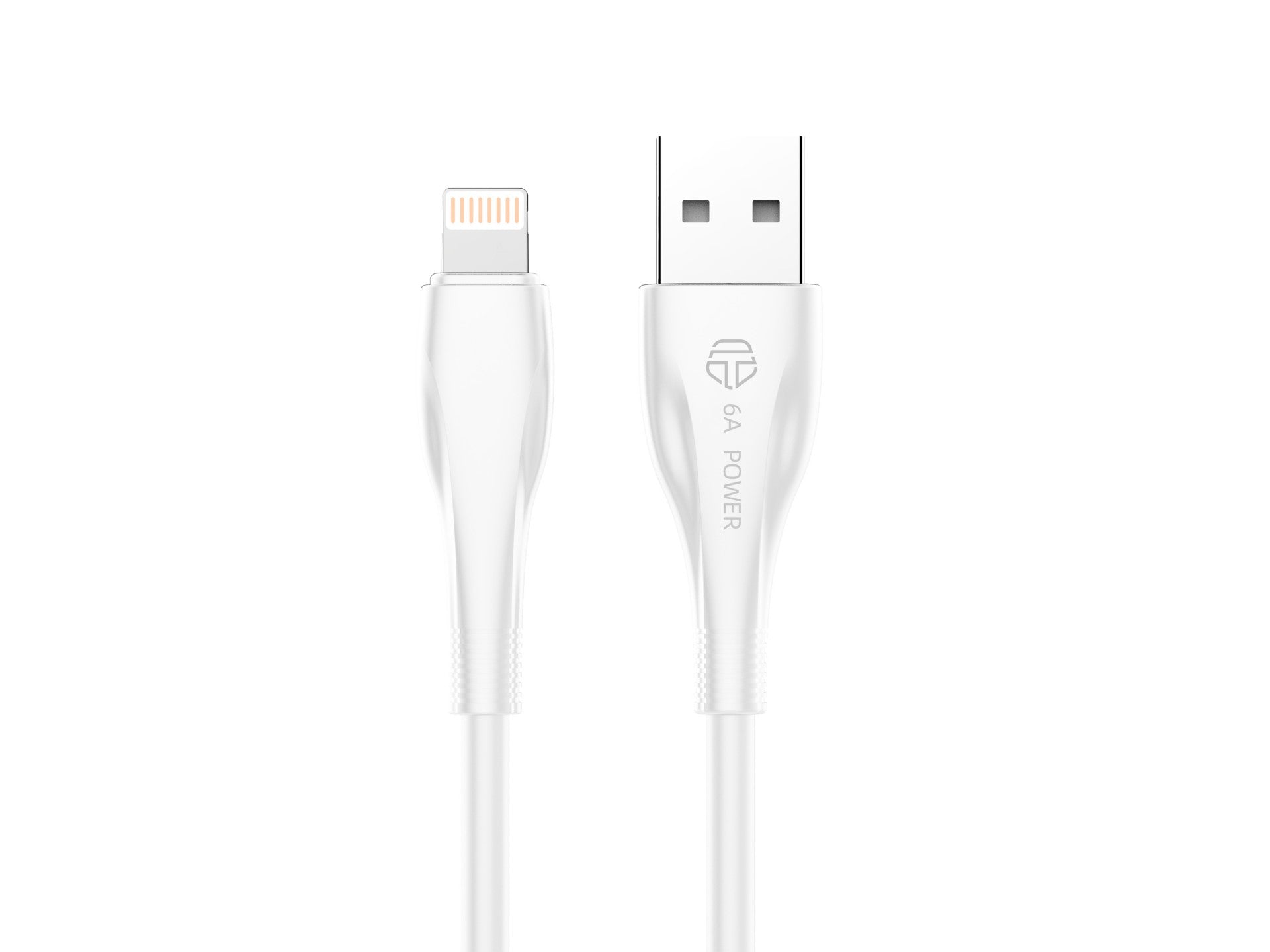 Techancy Super Fast Charging Data Cable 6A White TB1763, USB-IP8/X/11-14 Port, 1M Long, Fast Charging