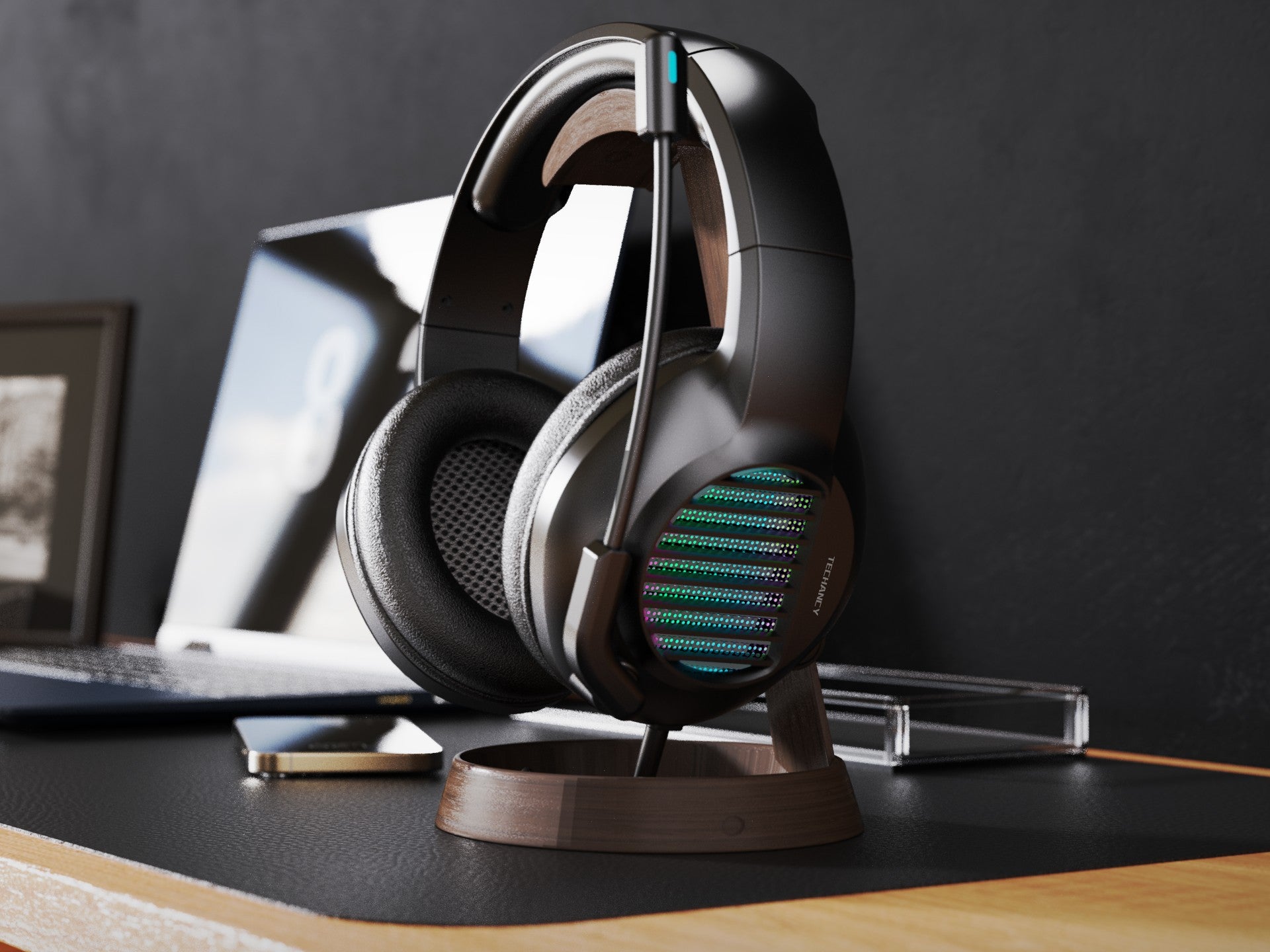 Auriculares estéreo para juegos Techancy TH5231, entrada de puerto USB para PC, cubierta de cuero suave, Plug and Play.