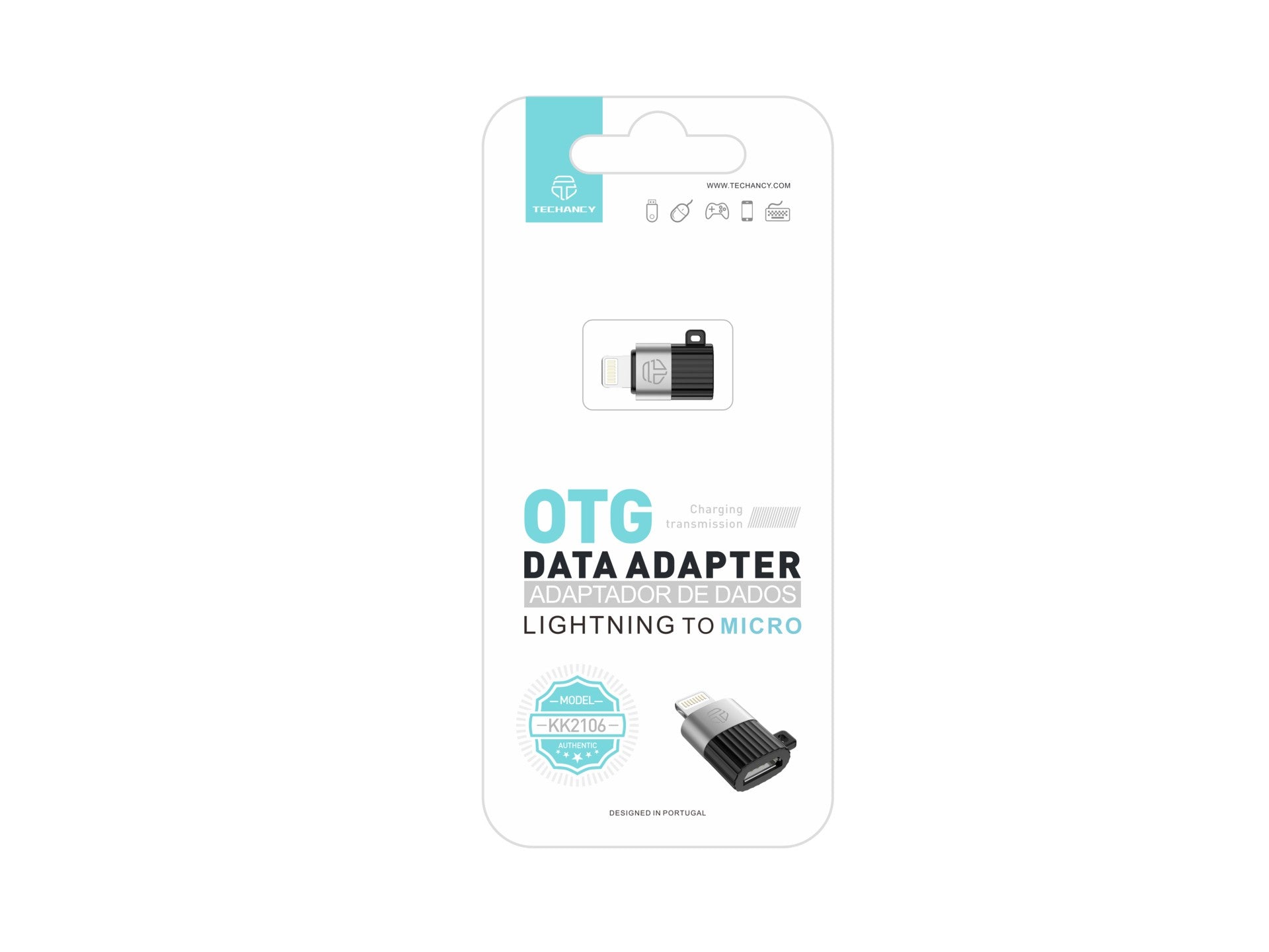 Techancy OTG Adapter, KK2106, Lightning to Micro, Supports Charging and Data Transfer, Compact and Portable