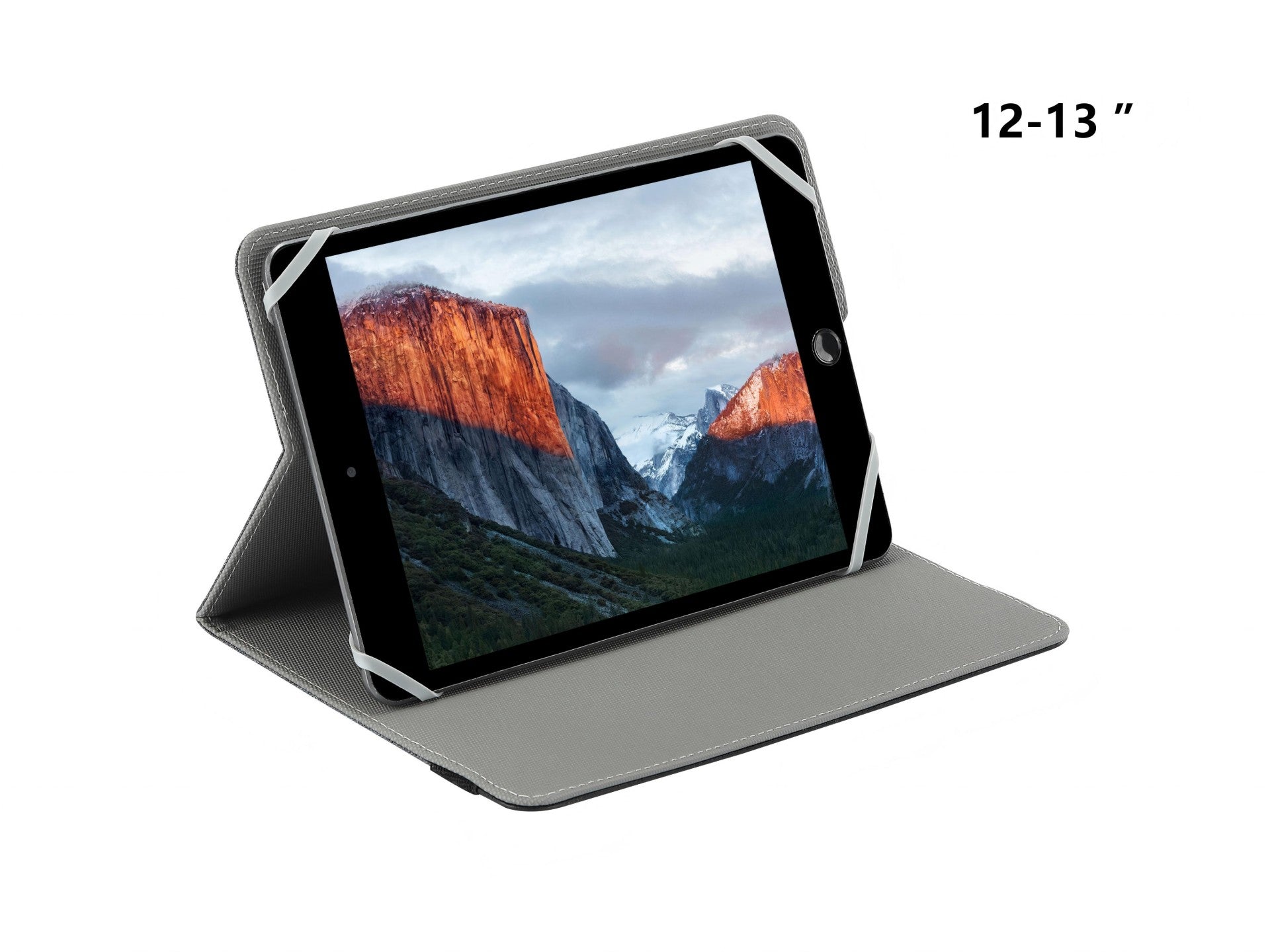 Techancy Tablet Case TN1610 Universal For 12-13 Inches Leather Silicone Adjustable Multi-Angle Elastic Band Non-Slip Gray