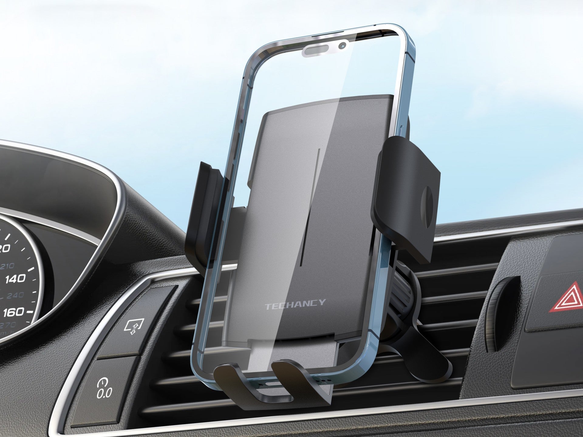 Techancy Ti2317 Car Phone Holder Black, 4.0-7.2 Inch, Car Vent Mount