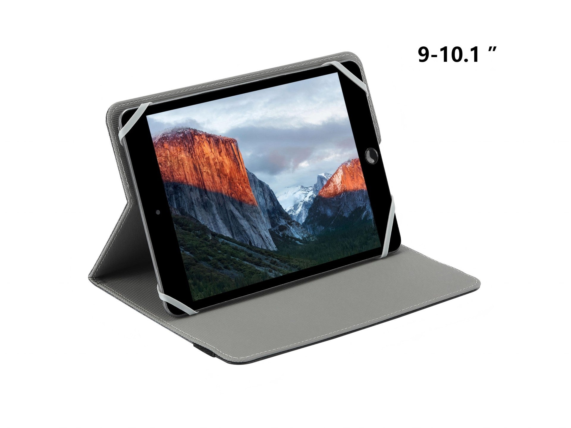 Techancy Tablet Case TN1610 Universal For 9-10.1 Inches Leather Silicone Adjustable Multi-Angle Elastic Band Non-Slip Gray