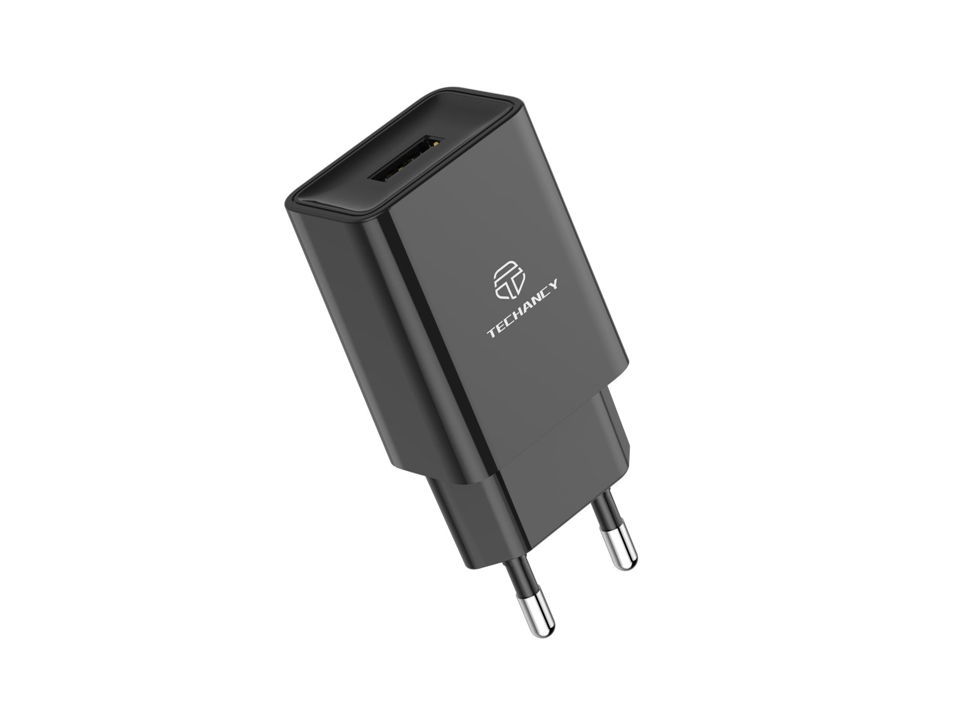 Techancy Black Mobile Phone Charger TA2771, USB Output 5V-2.4A Charging, Compatible with Samsung, Huawei, Apple, etc.