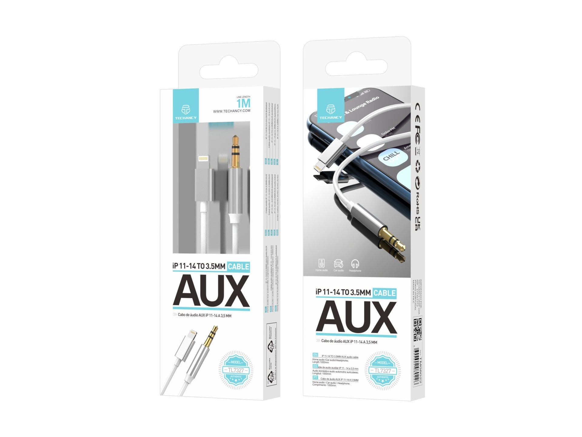 Cable de audio Techancy , conector Lightning a 3,5 mm TL7327, 1 m, se conecta al coche, auriculares, etc., audio de alta calidad.