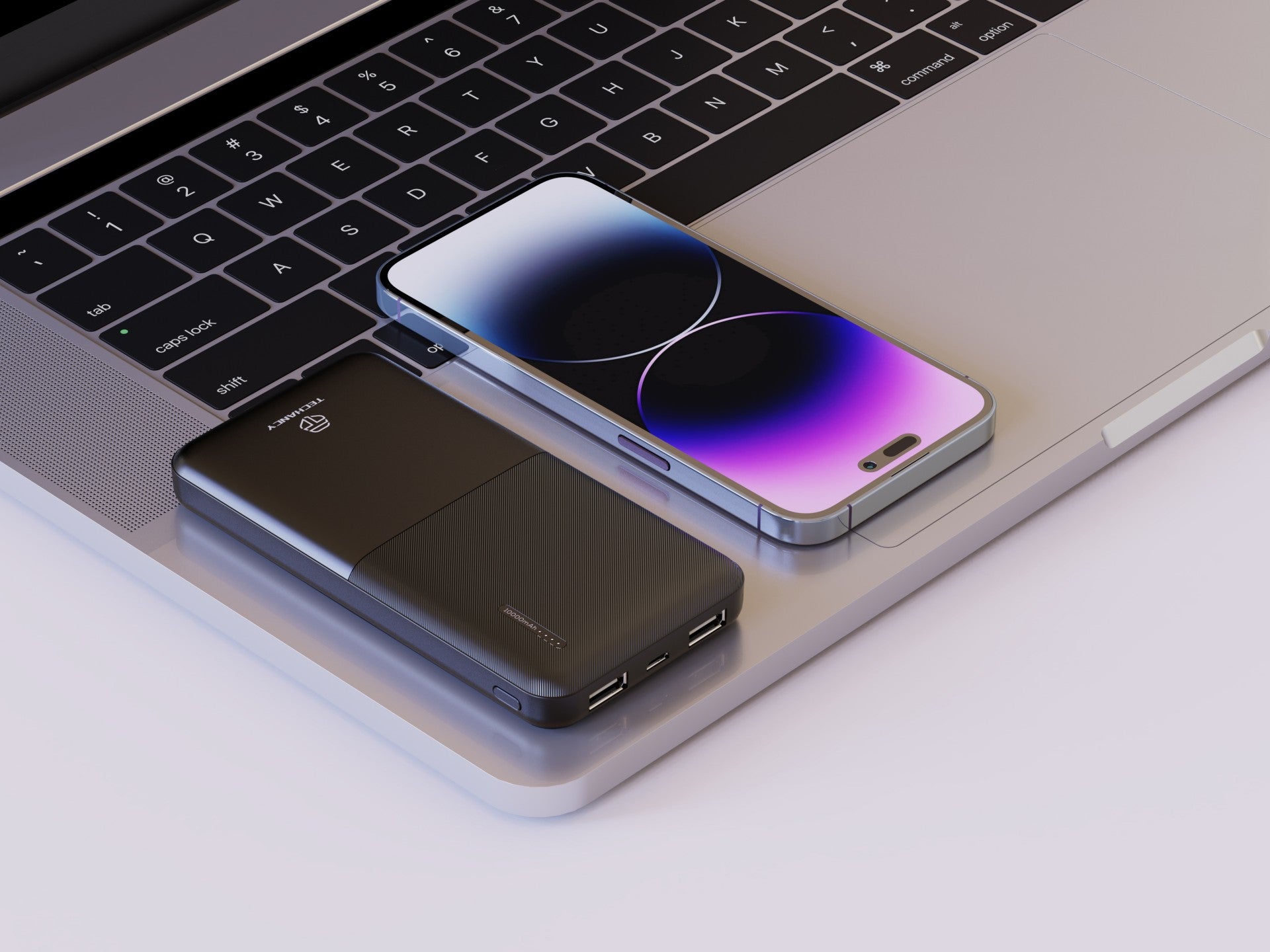 Techancy 10000mah Power Bank Black TF2766,2A Fast Charging, 2 Usb Outputs For Cell Phone/Tablet.