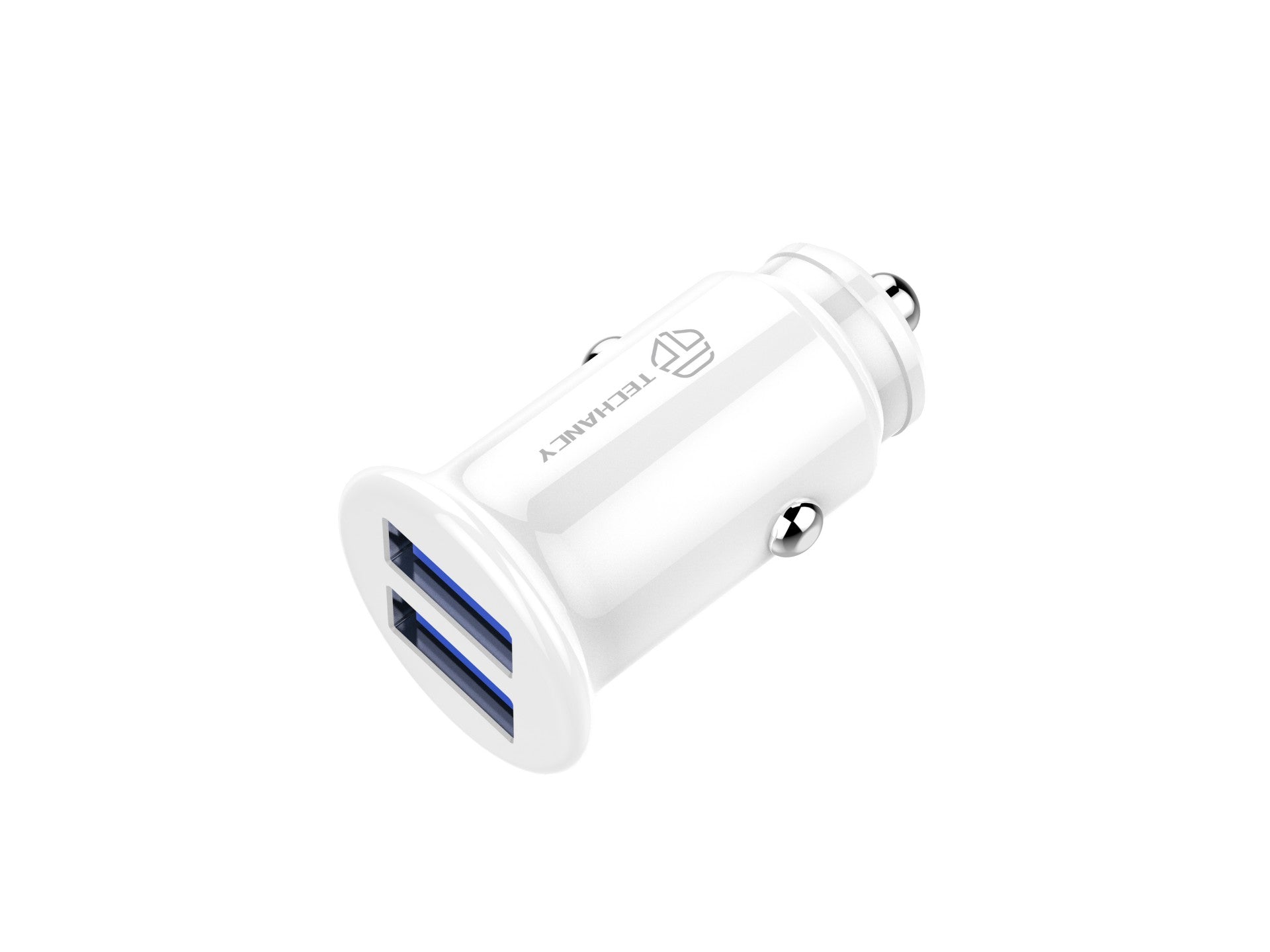 Cargador mini para coche Techancy TC6417, 2 puertos USB de 2,4 A, compatible con camiones y coches, color blanco