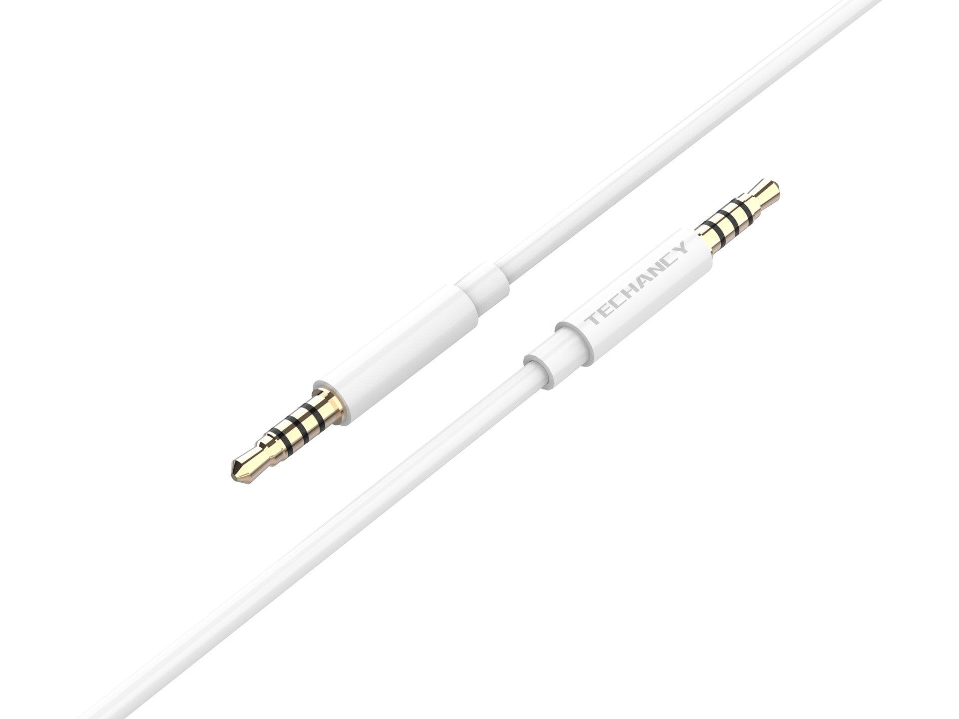 Techancy Cabo de áudio de 3,5MM da TL7282, 2 metro, Plug and Play, para estéreo de carro, estéreo, computador, branco