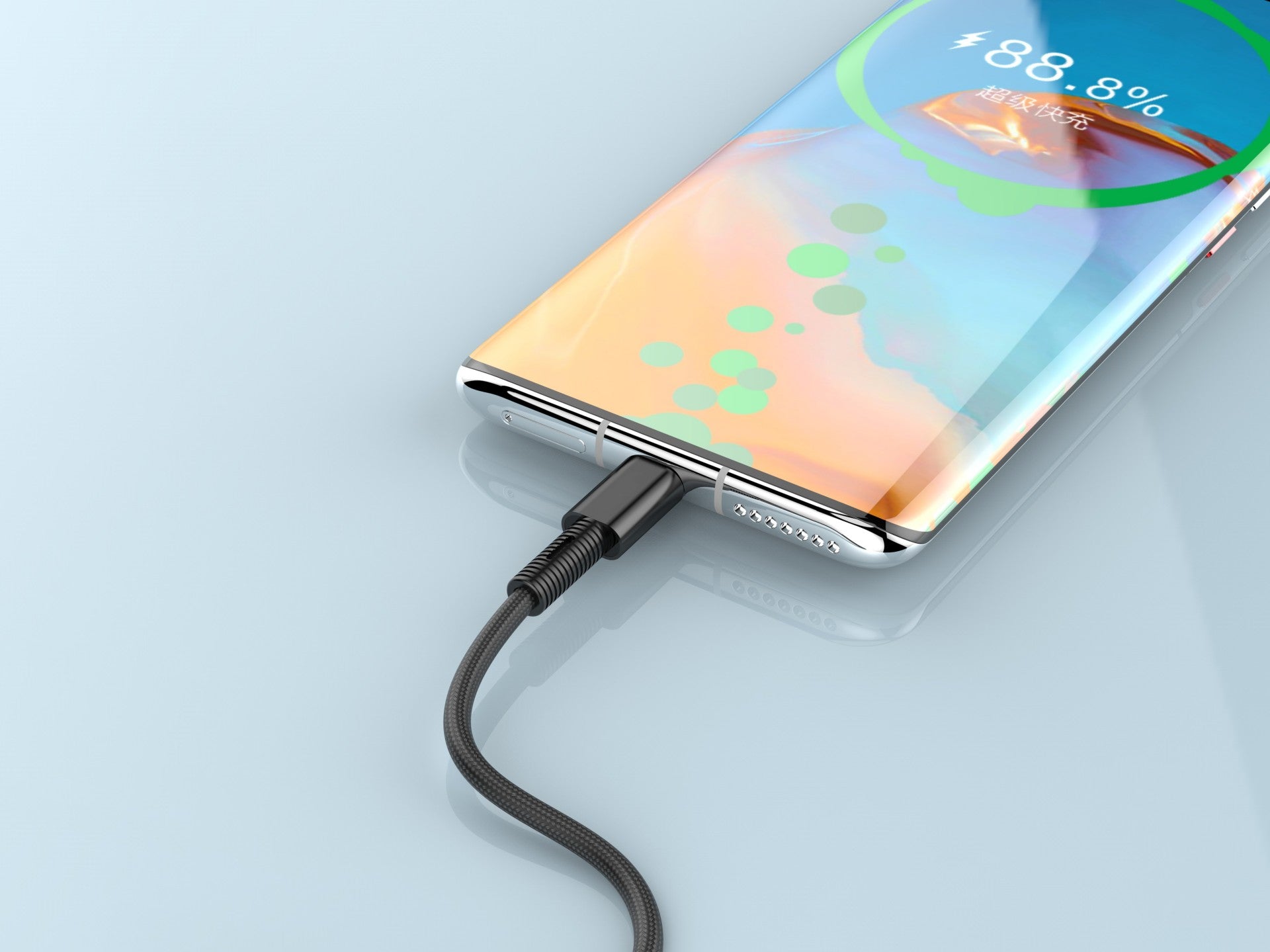 Techancy Cabo De Dados Usb- Tipo C Preto TB1717, Carregamento Rápido De 2,4 A, Liga De Alumínio + Entrançado 1,2 M
