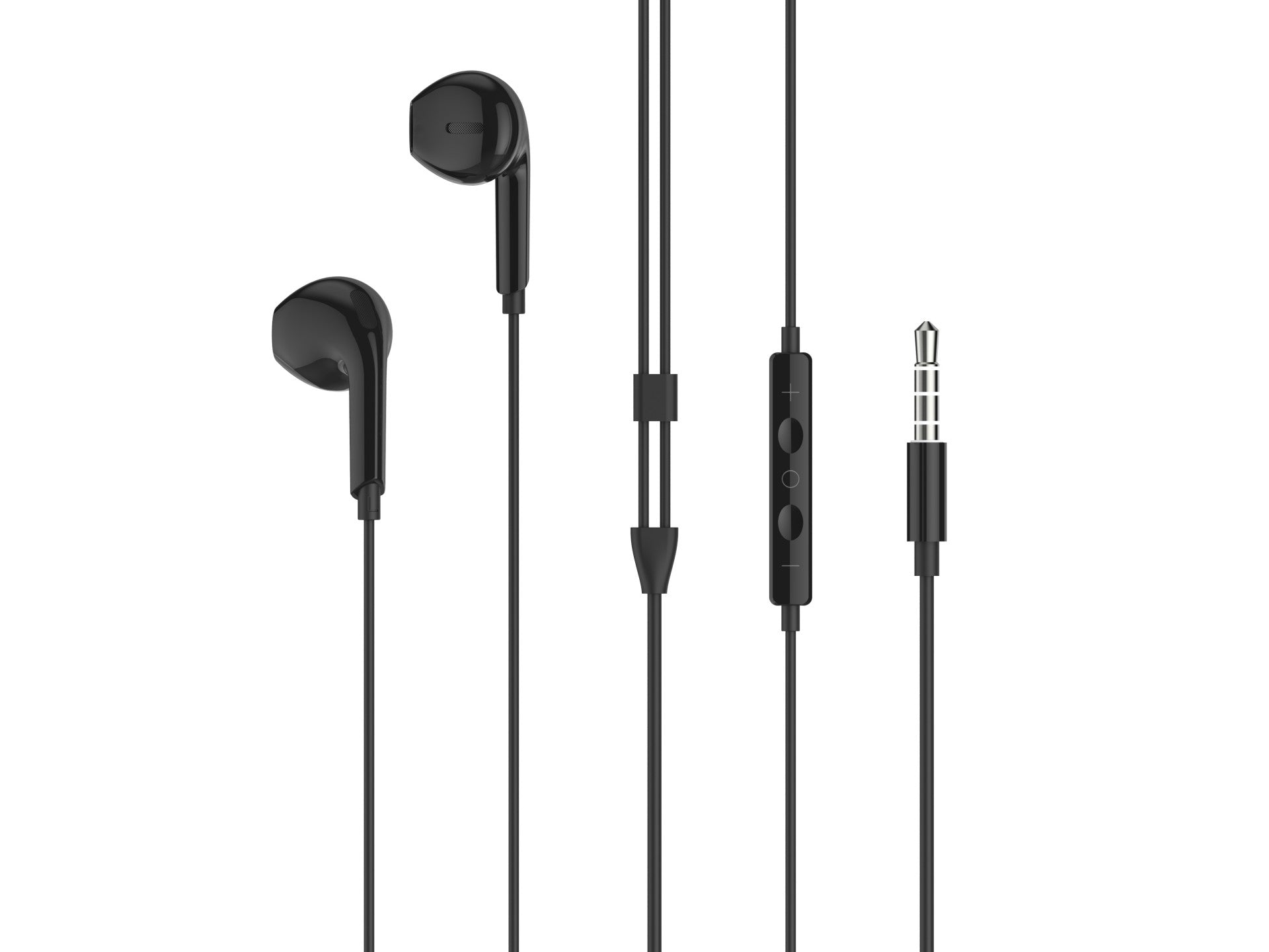 Techancy Auscultadores Intra-Auriculares Pretos 1.2m TD8086 Com Cabo E Microfone, Auscultadores Para Música De 3,5 Mm