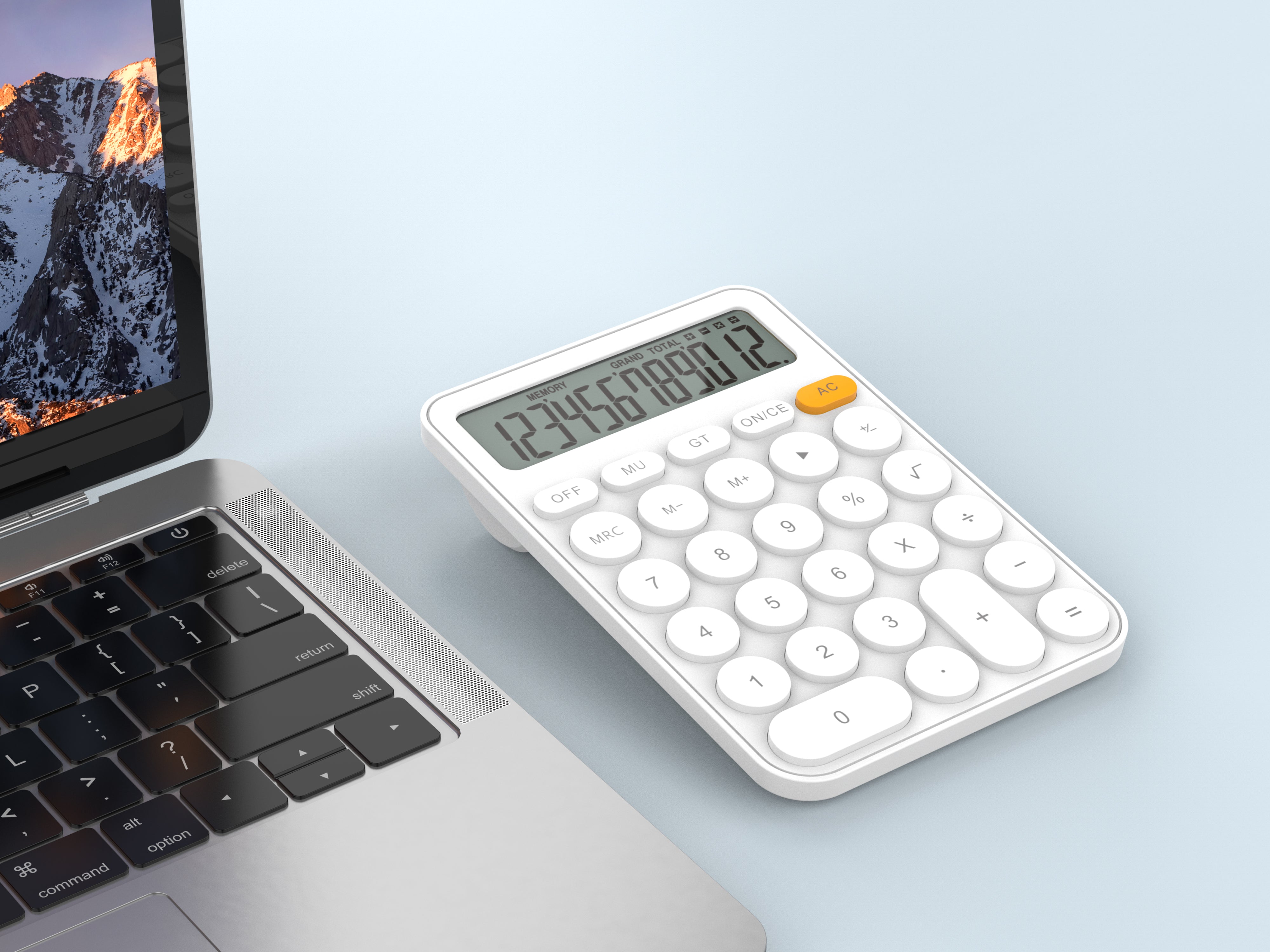 Calculadora de escritorio Techancy MK1165 LCD de 12 dígitos con funciones MRC GT MU y tecla CE transparente, color blanco