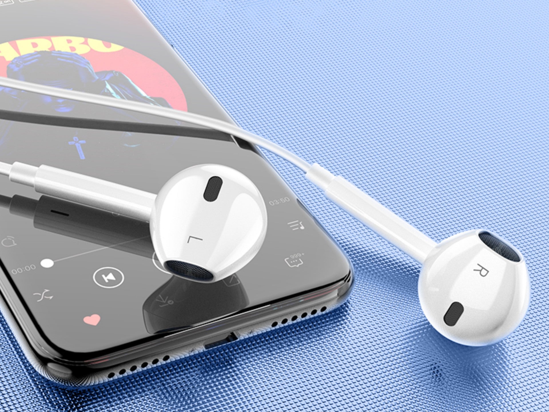Techancy Fones De Ouvido TD8034 ,Estéreo Para Iphone 8/X/11-14, Branco, Com Microfone, Graves Potentes E Controle De Volume